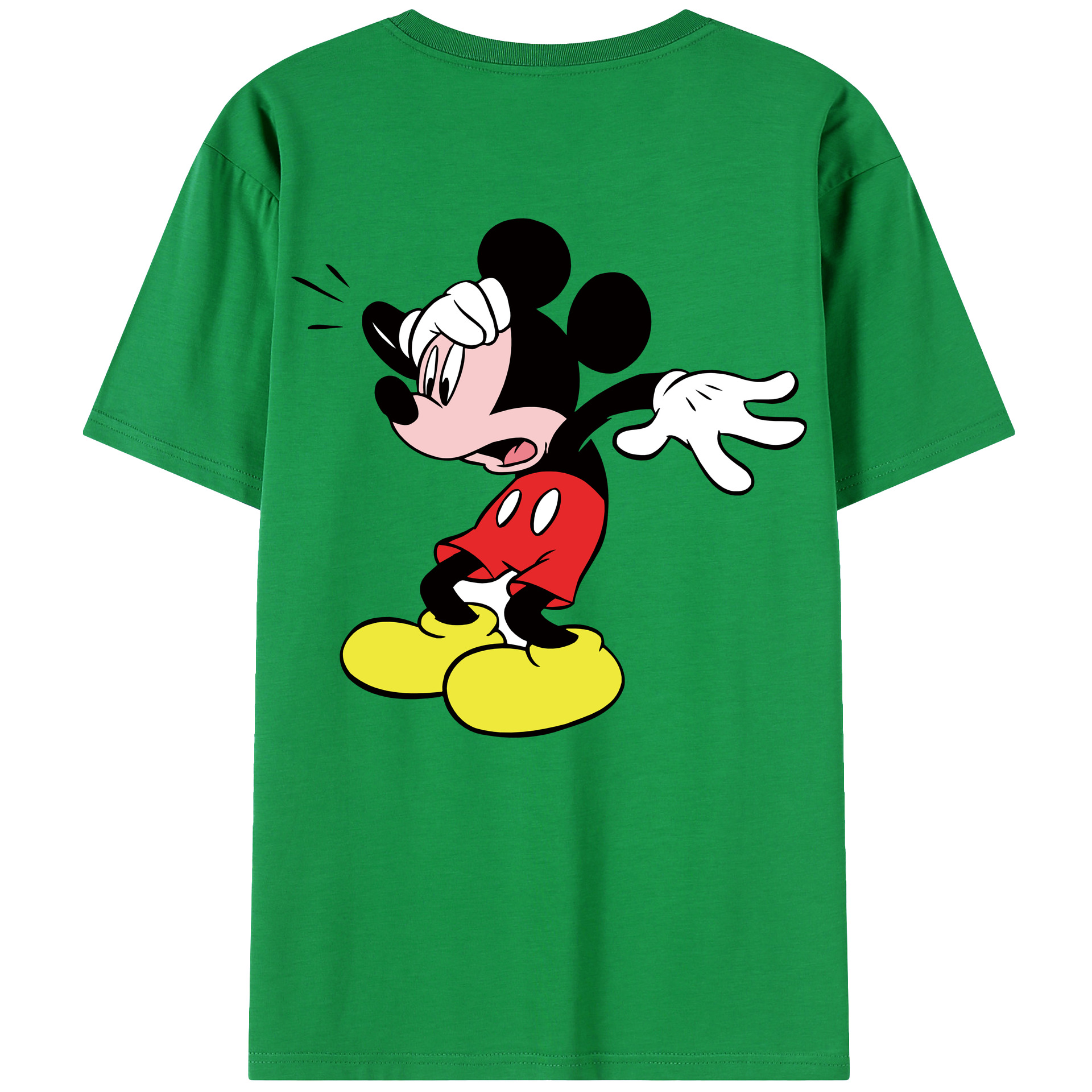 ミッキーマウス Mickey Mouse 綿100％ メンズ半袖Tシャツ（バックプリント） 通気性