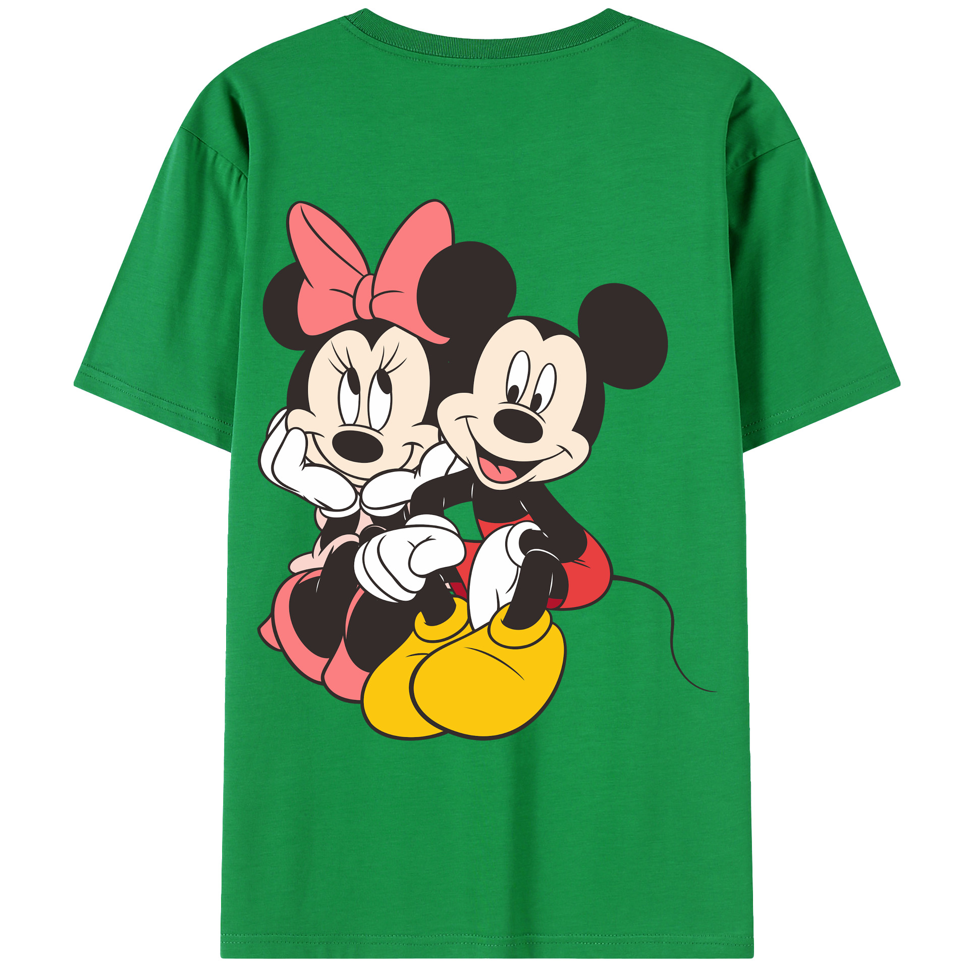 ミッキーマウス Mickey Mouse 綿100％ メンズ半袖Tシャツ（バックプリント） 通気性
