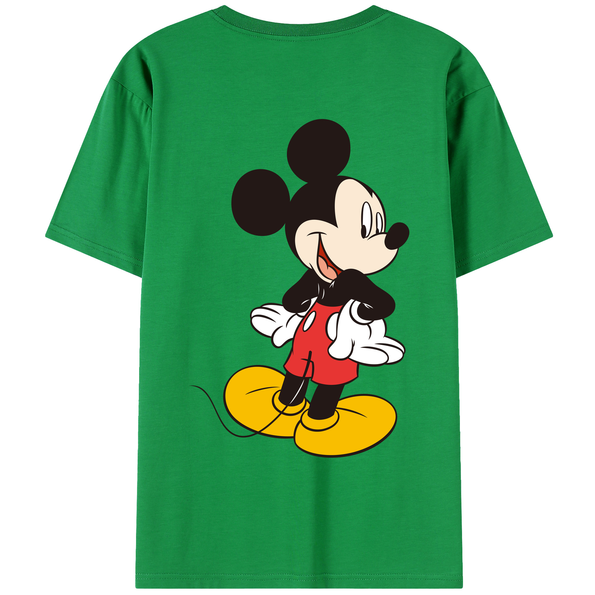 ミッキーマウス Mickey Mouse 綿100％ メンズ半袖Tシャツ（バックプリント） 通気性