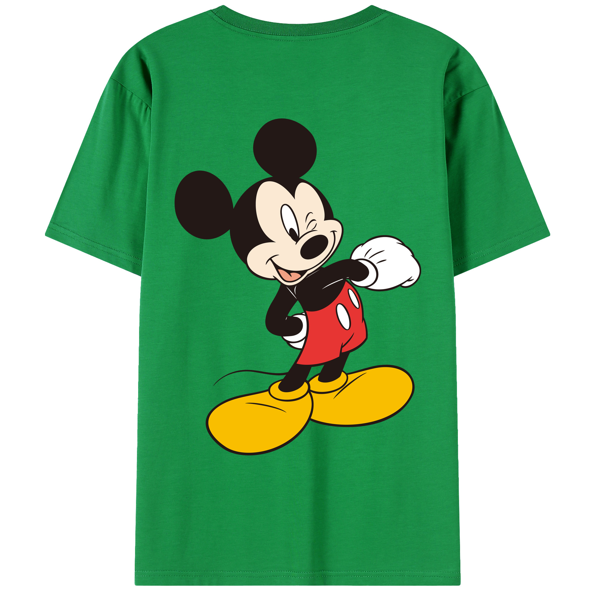 ミッキーマウス Mickey Mouse 綿100％ メンズ半袖Tシャツ（バックプリント） 通気性
