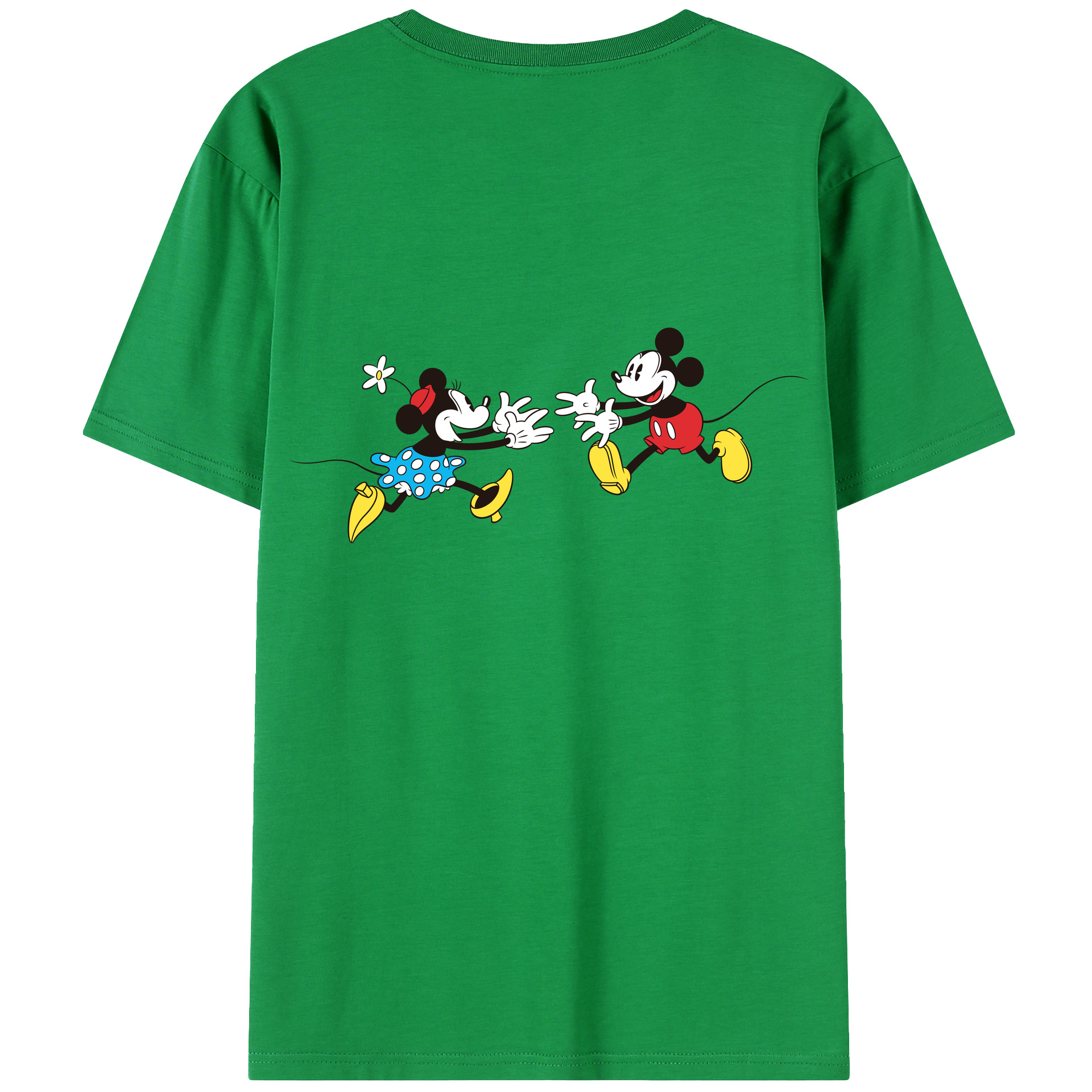 ミッキーマウス Mickey Mouse 綿100％ メンズ半袖Tシャツ（バックプリント） 通気性