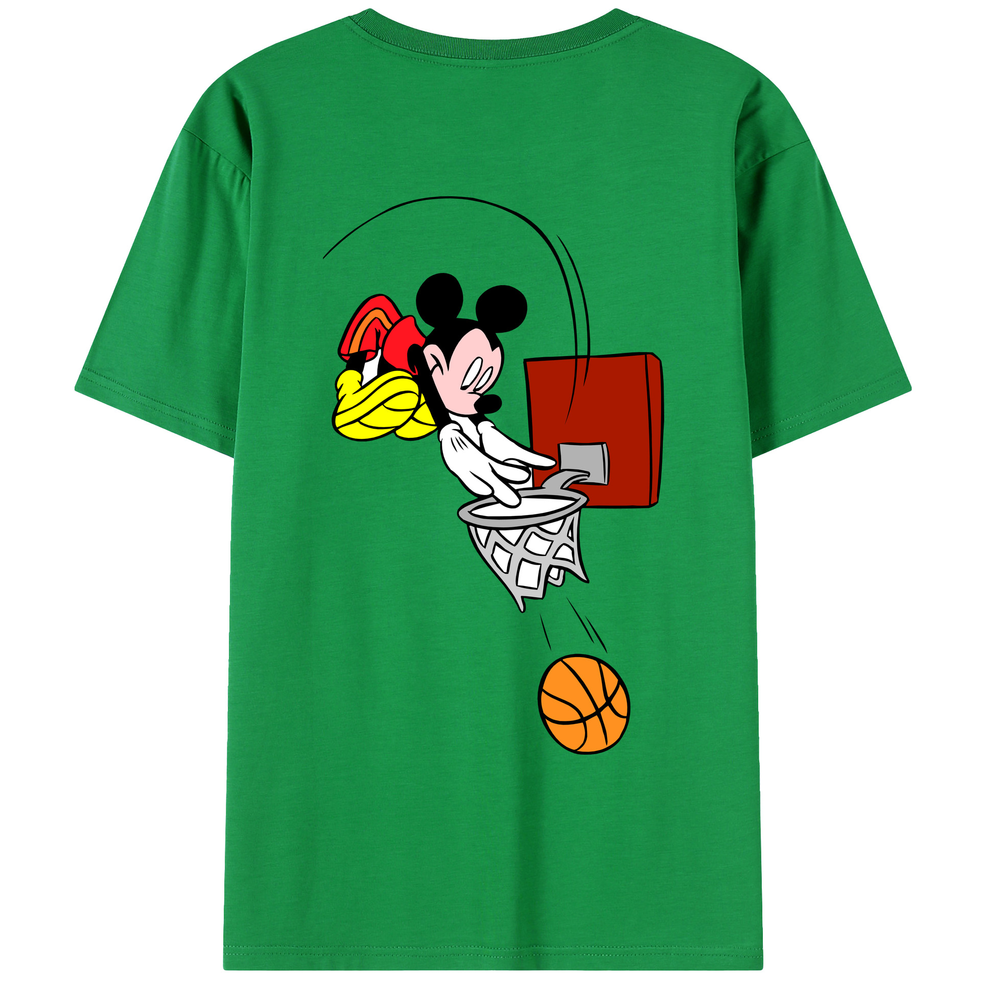 ミッキーマウス Mickey Mouse 綿100％ メンズ半袖Tシャツ（バックプリント） 通気性
