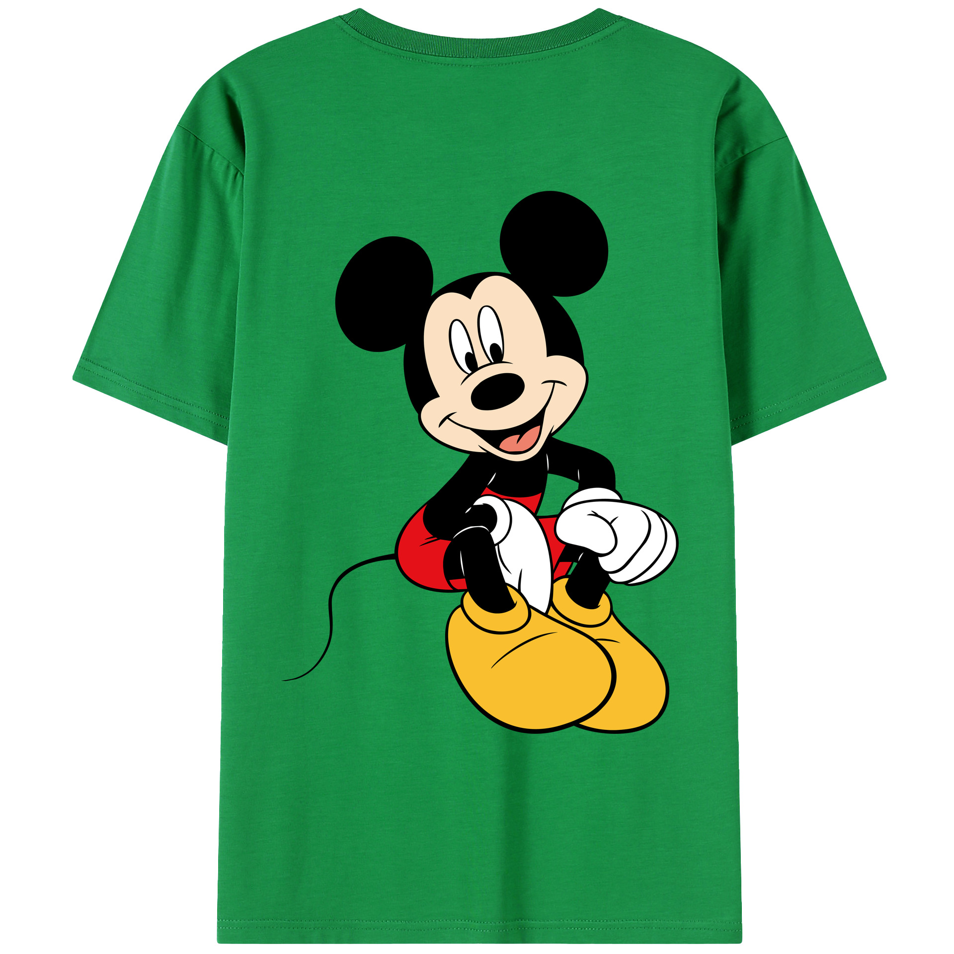 ミッキーマウス Mickey Mouse 綿100％ メンズ半袖Tシャツ（バックプリント） 通気性
