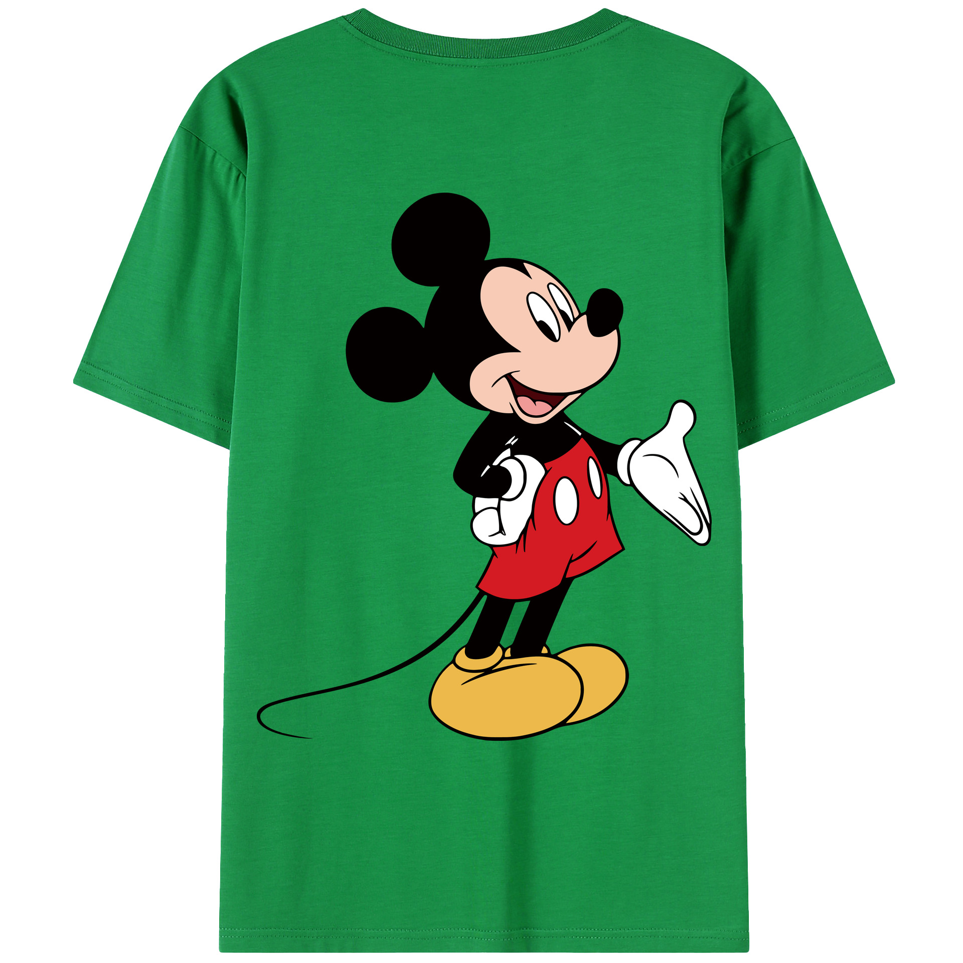 ミッキーマウス Mickey Mouse 綿100％ メンズ半袖Tシャツ（バックプリント） 通気性