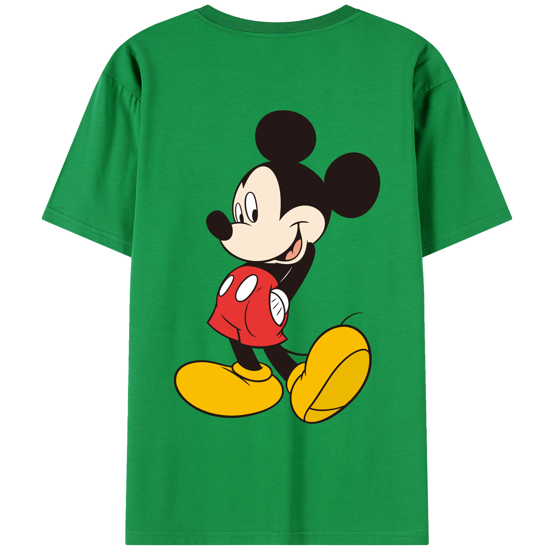 ミッキーマウス Mickey Mouse 綿100％ メンズ半袖Tシャツ（バックプリント） 通気性