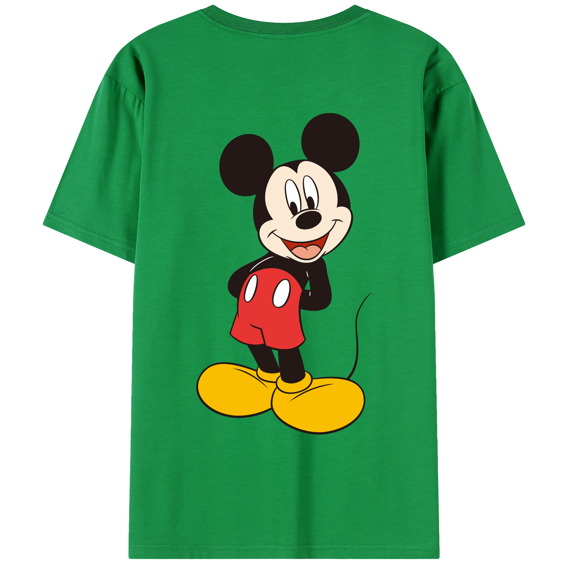 ミッキーマウス Mickey Mouse 綿100％ メンズ半袖Tシャツ（バックプリント） 通気性