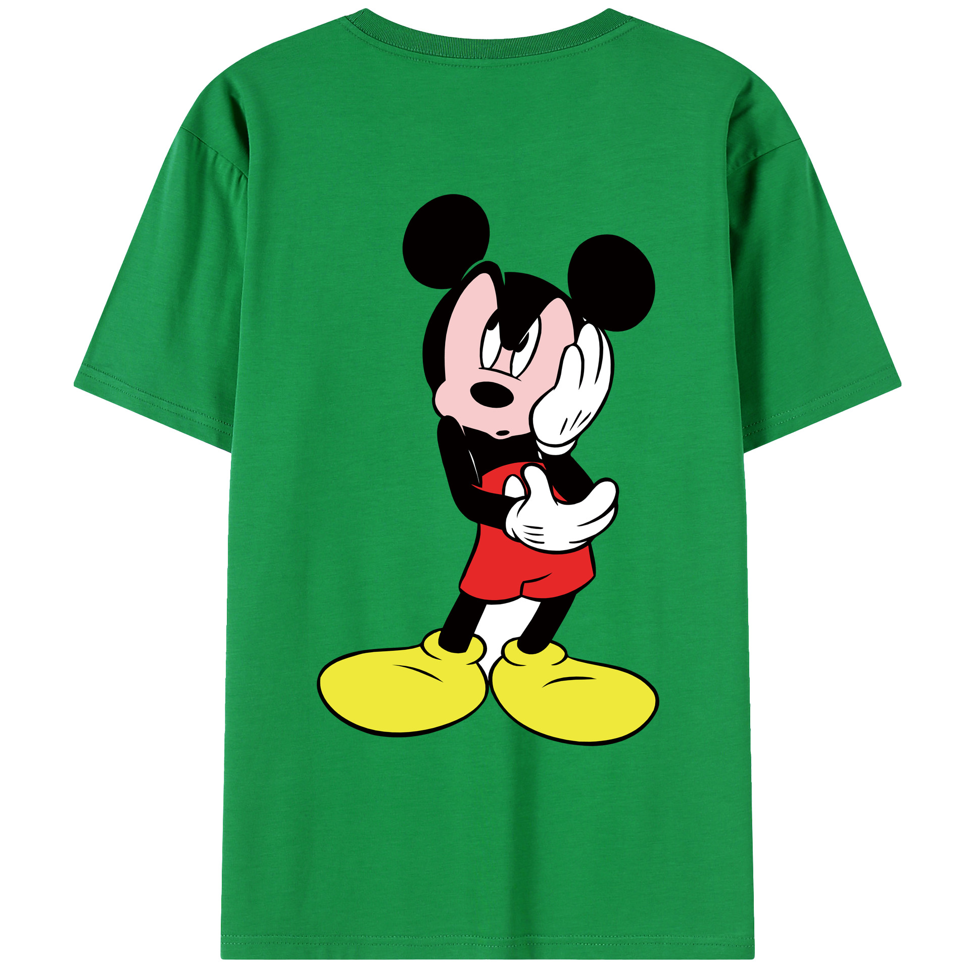ミッキーマウス Mickey Mouse 綿100％ メンズ半袖Tシャツ（バックプリント） 通気性