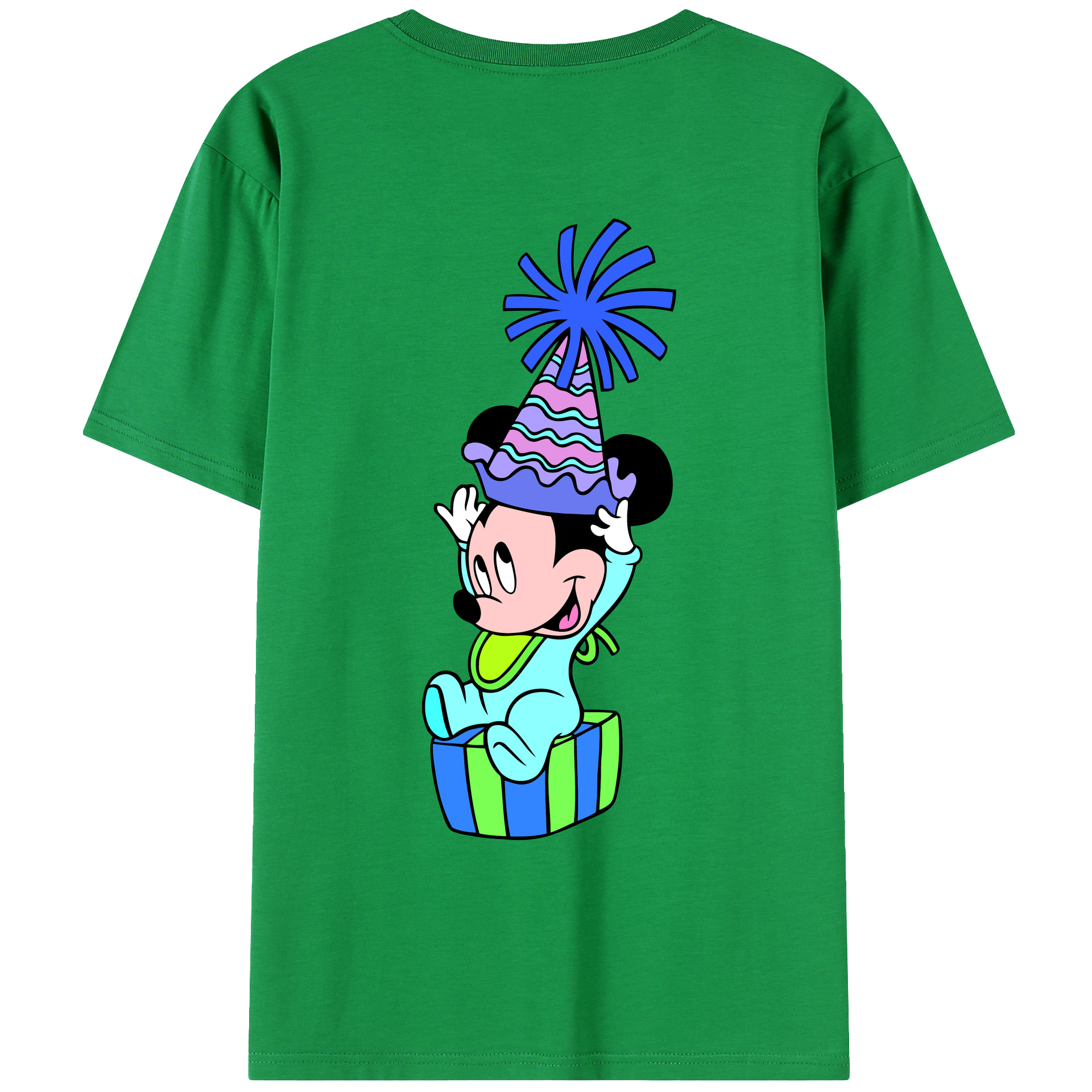 ミッキーマウス Mickey Mouse 綿100％ メンズ半袖Tシャツ（バックプリント） 通気性