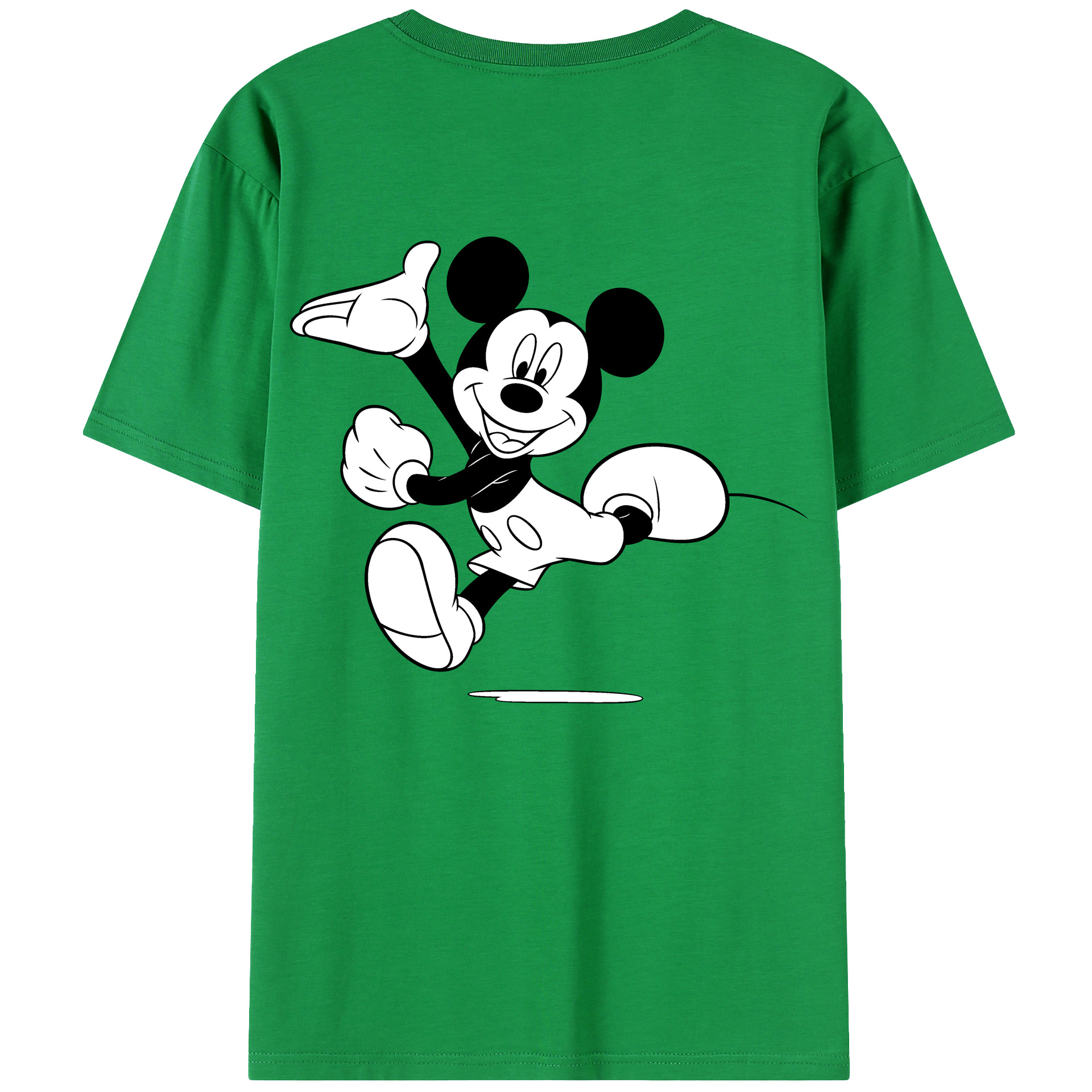 ミッキーマウス Mickey Mouse 綿100％ メンズ半袖Tシャツ（バックプリント） 通気性