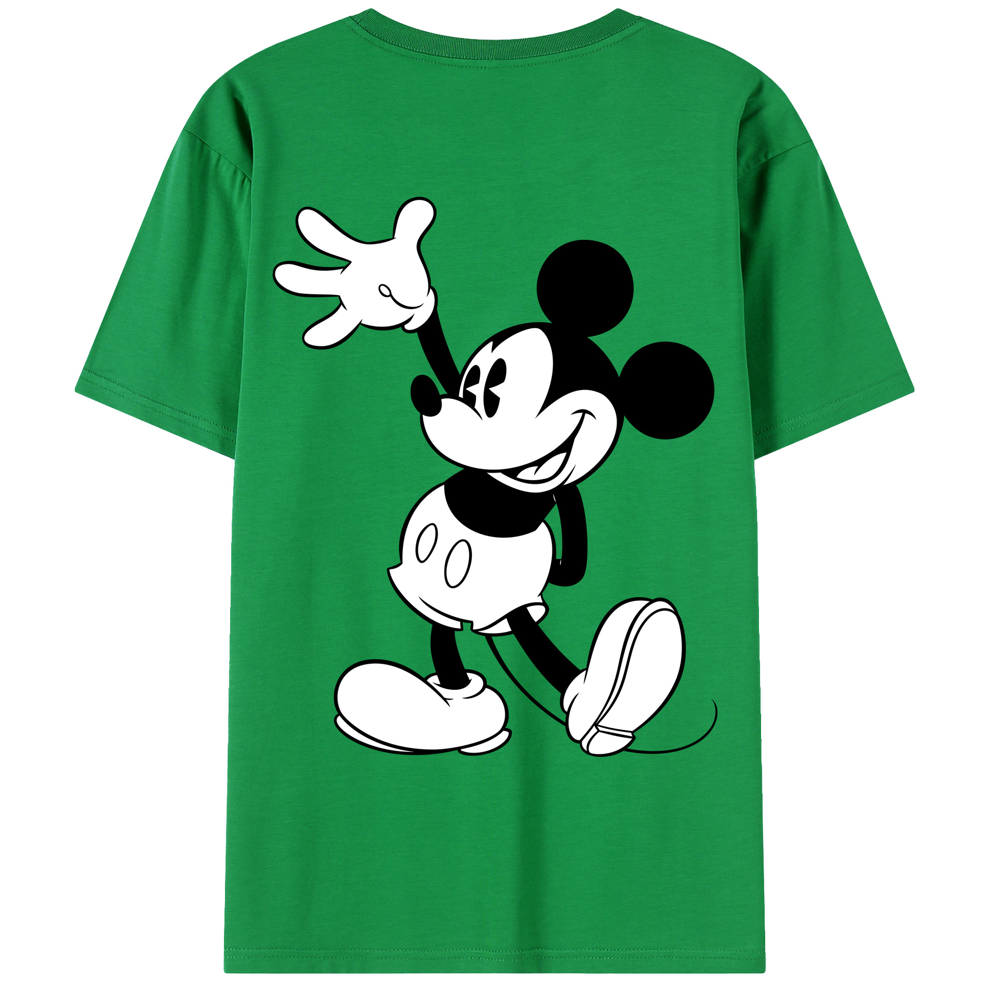 ミッキーマウス Mickey Mouse 綿100％ メンズ半袖Tシャツ（バックプリント） 通気性