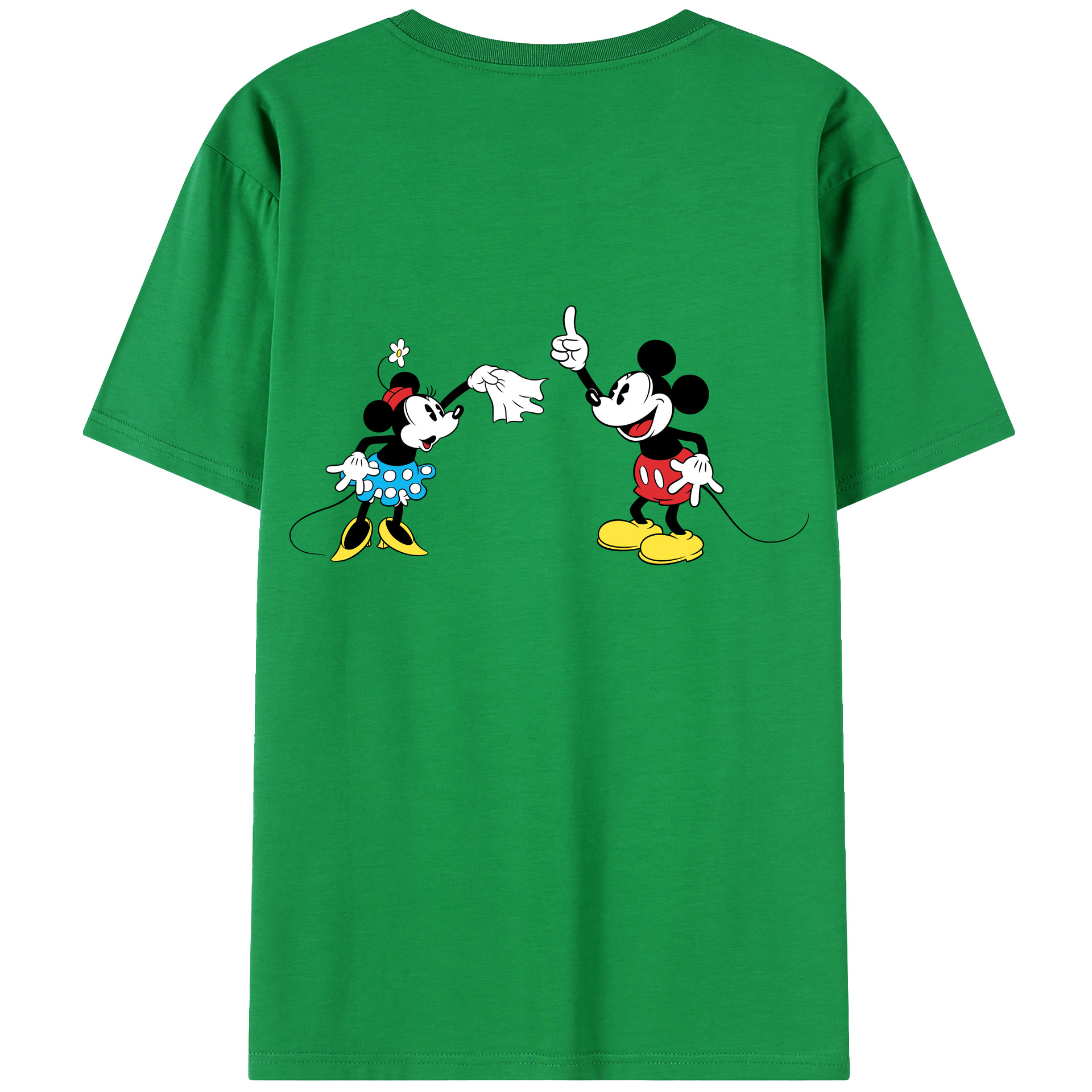 ミッキーマウス Mickey Mouse 綿100％ メンズ半袖Tシャツ（バックプリント） 通気性