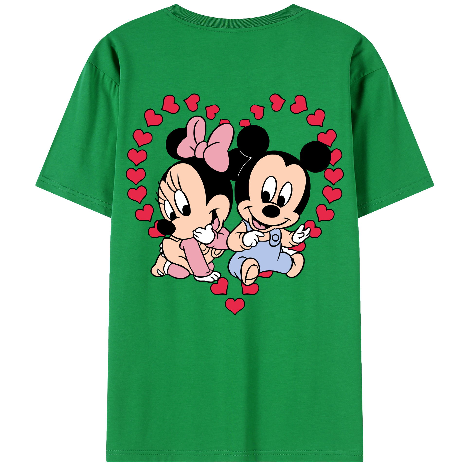 ミッキーマウス Mickey Mouse 綿100％ メンズ半袖Tシャツ（バックプリント） 通気性
