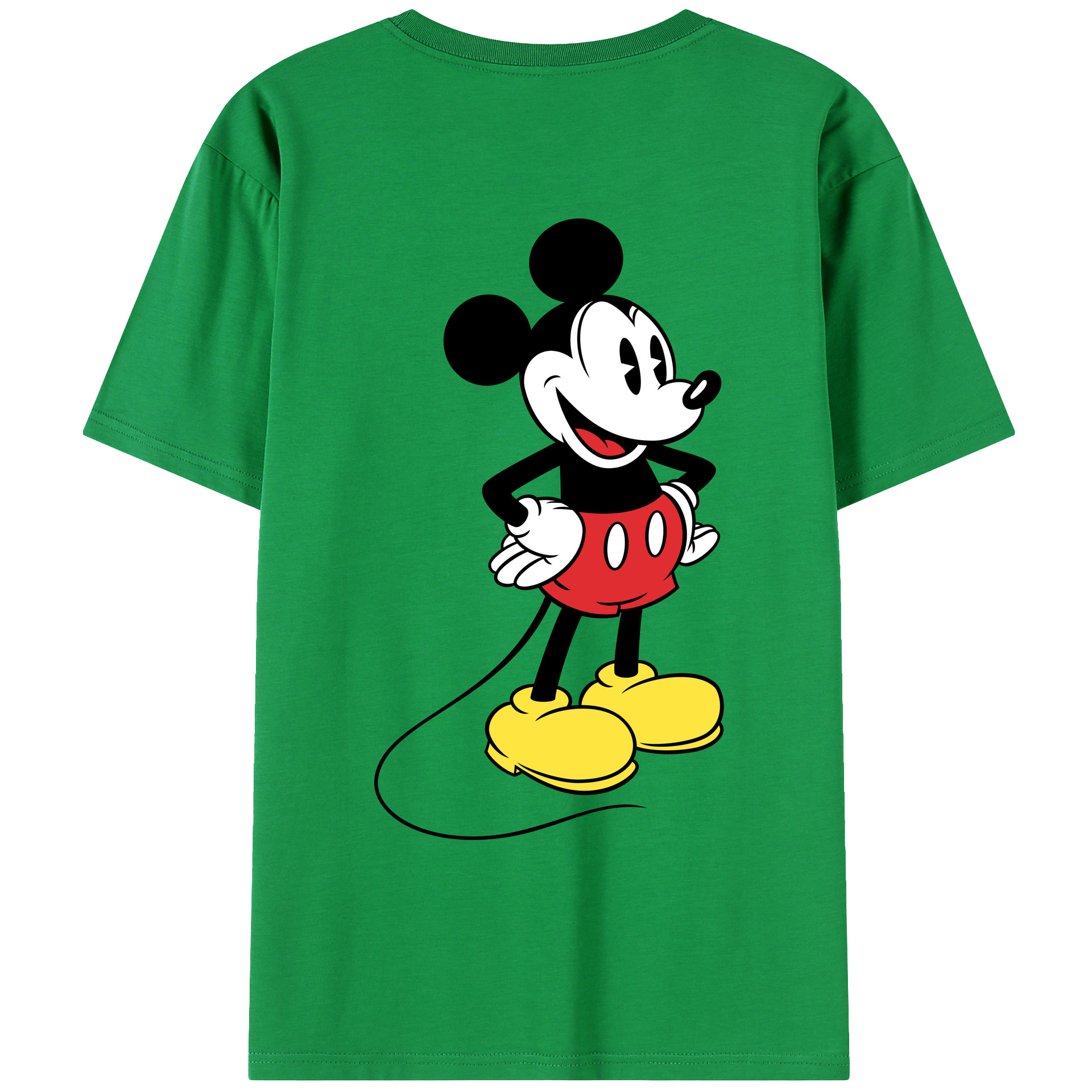 ミッキーマウス Mickey Mouse 綿100％ メンズ半袖Tシャツ（バックプリント） 通気性