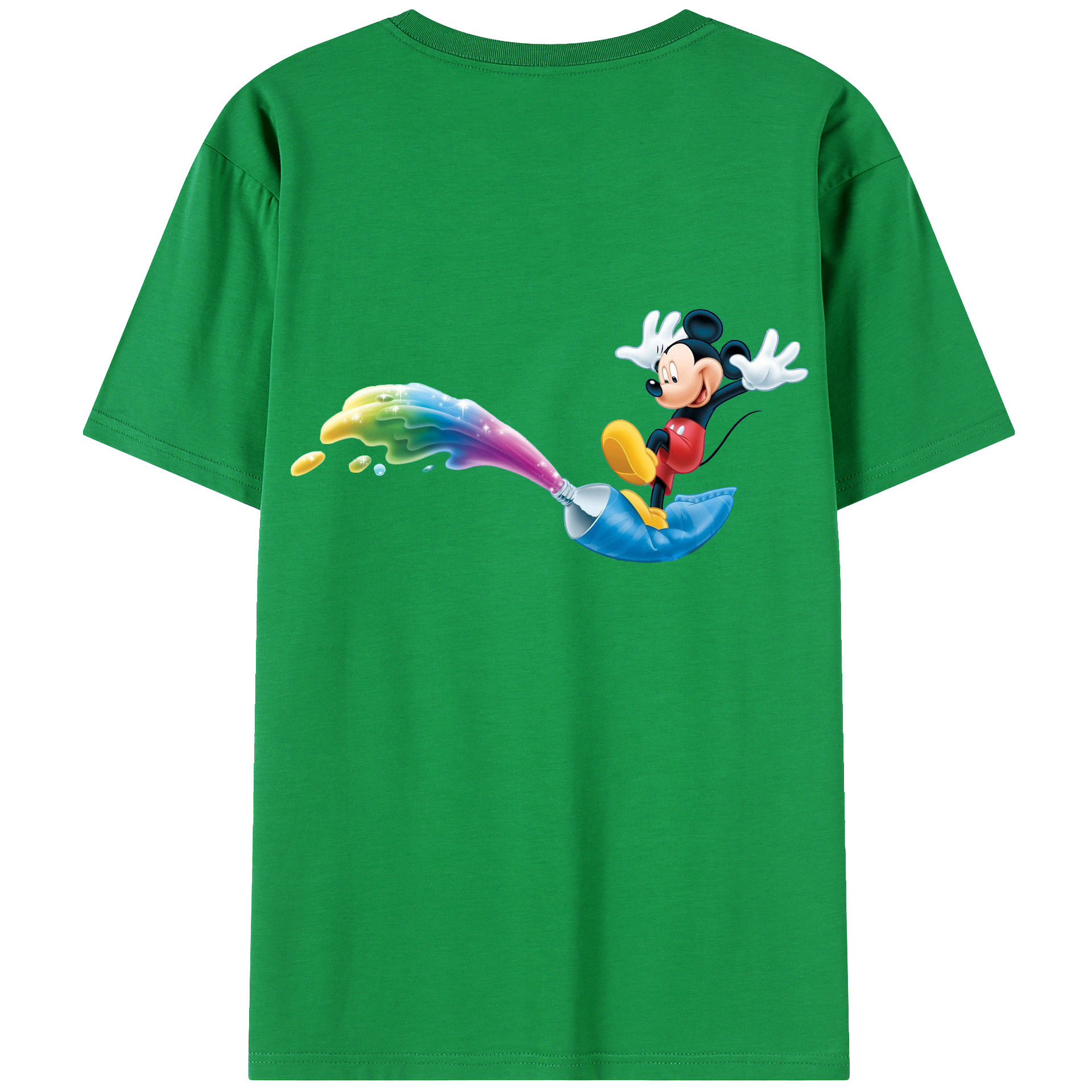 ミッキーマウス Mickey Mouse 綿100％ メンズ半袖Tシャツ（バックプリント） 通気性