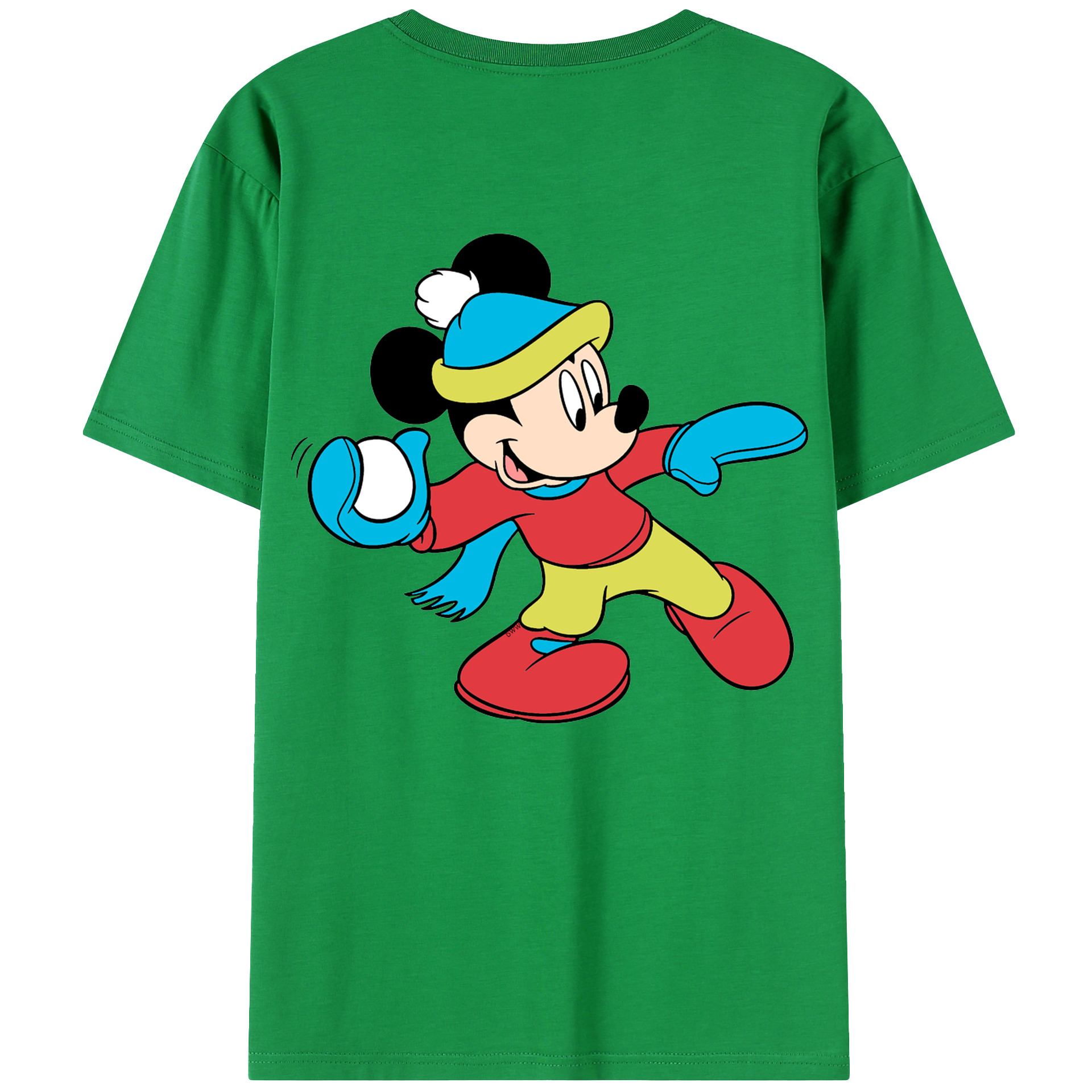 ミッキーマウス Mickey Mouse 綿100％ メンズ半袖Tシャツ（バックプリント） 通気性