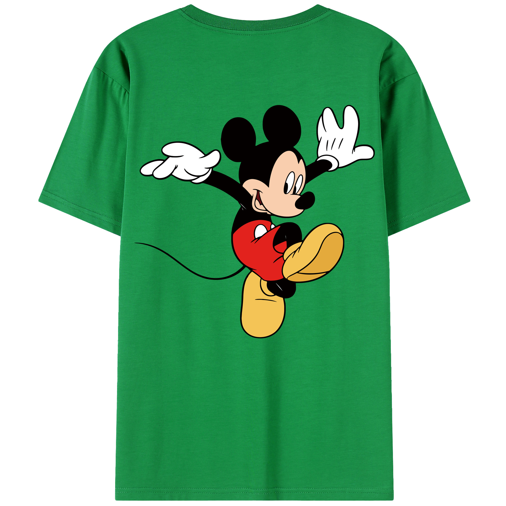 ミッキーマウス Mickey Mouse 綿100％ メンズ半袖Tシャツ（バックプリント） 通気性