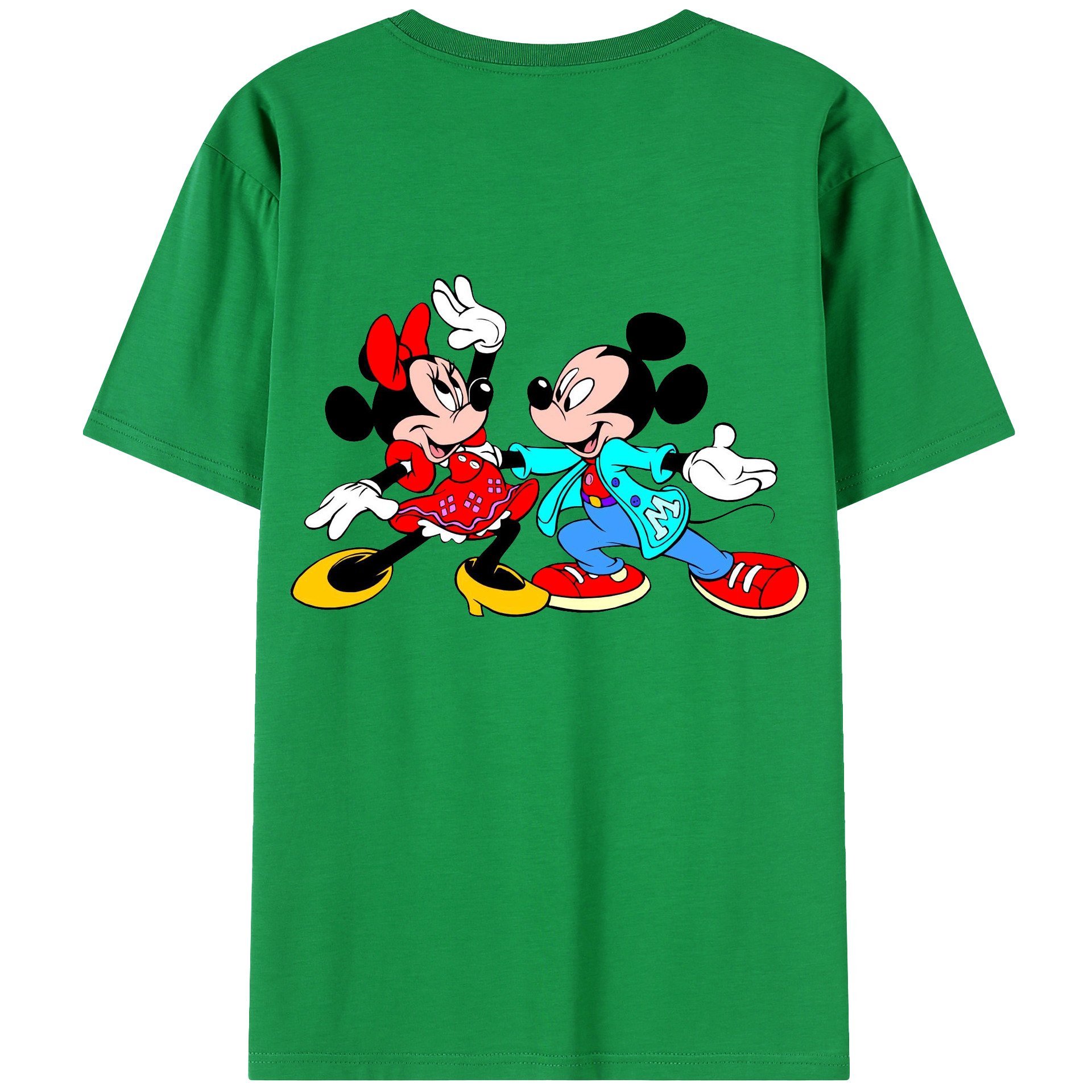 ミッキーマウス Mickey Mouse 綿100％ メンズ半袖Tシャツ（バックプリント） 通気性