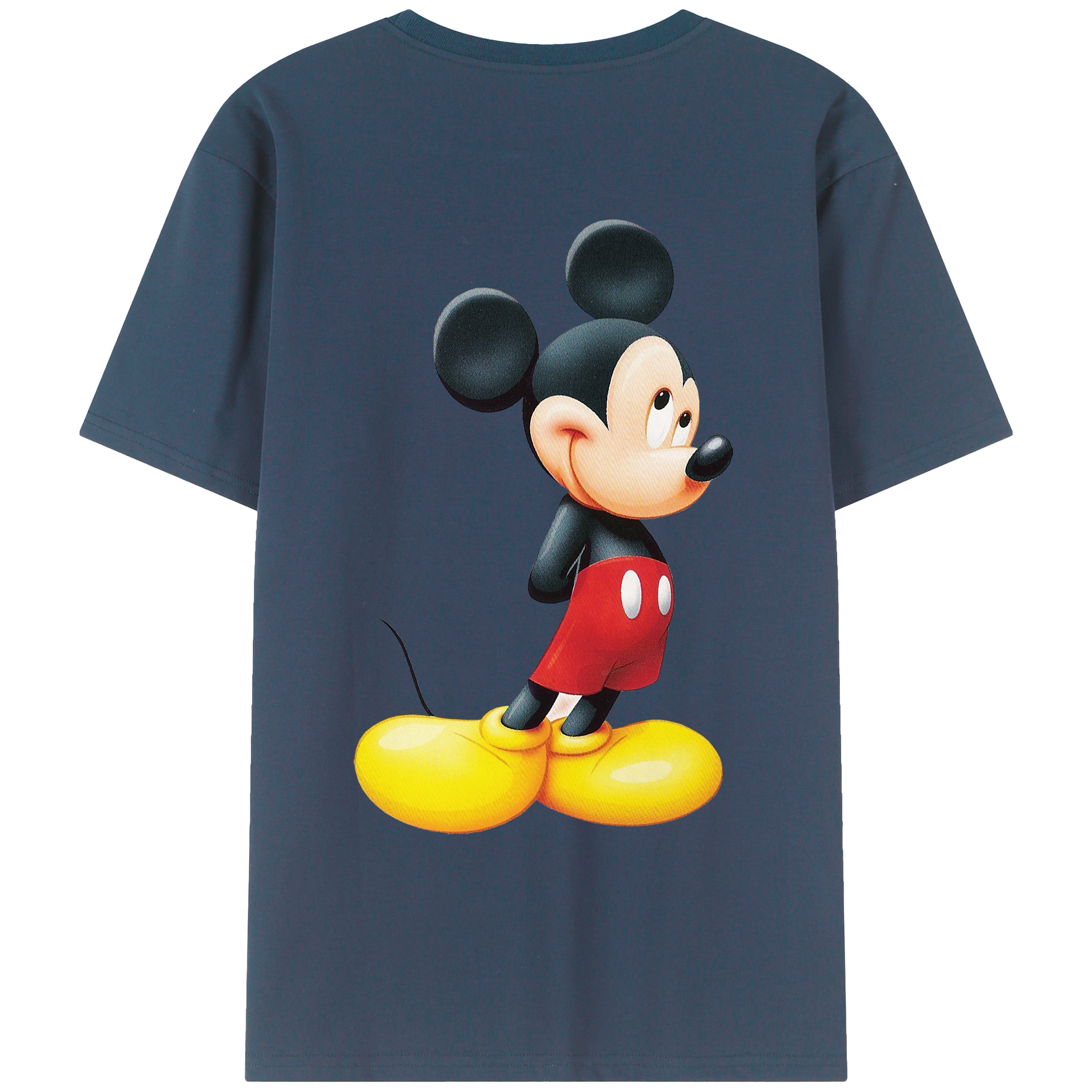 （画像用） ミッキーマウス Mickey Mouse 綿100％ メンズ半袖Tシャツ（バックプリント） 通気性