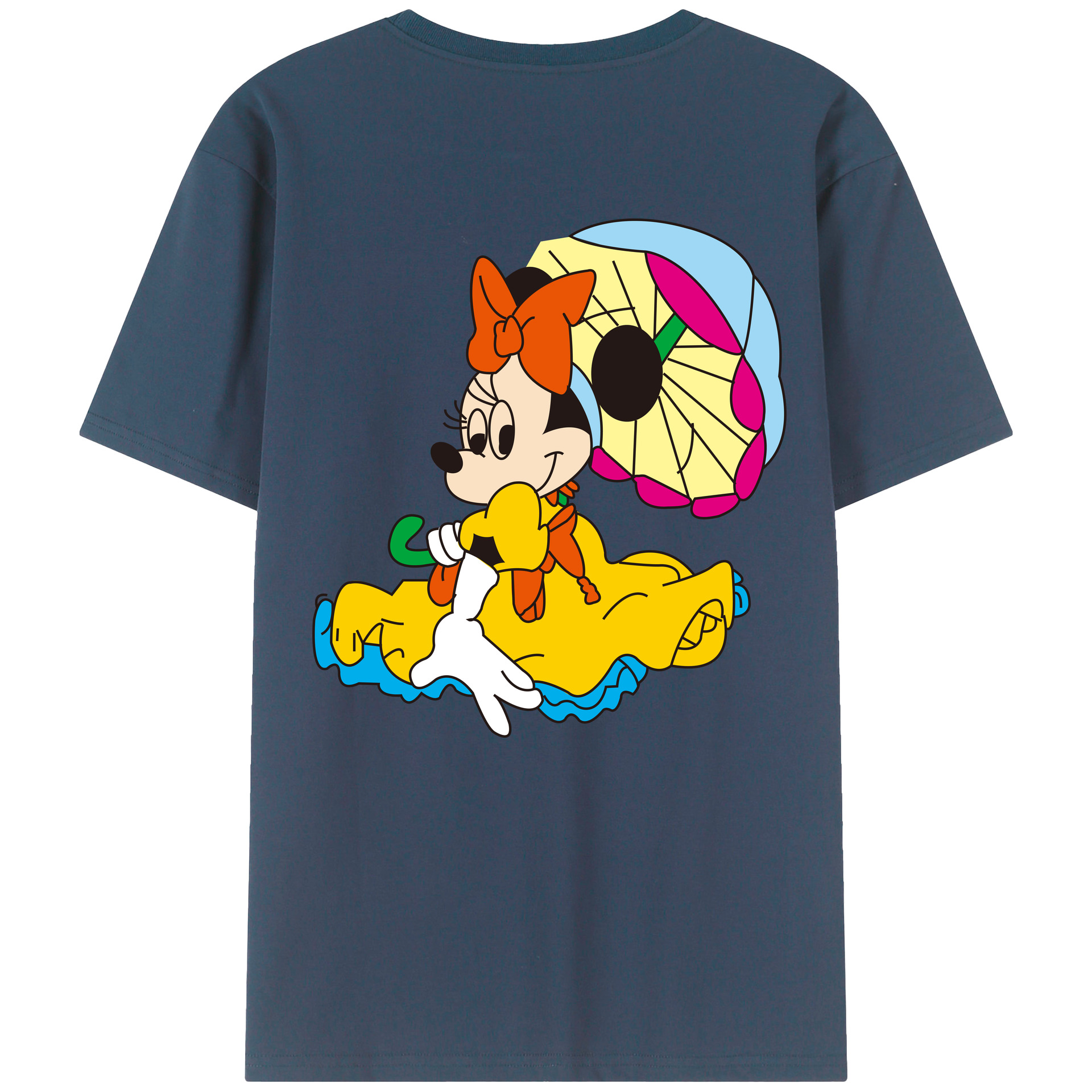 ミッキーマウス Mickey Mouse 綿100％ メンズ半袖Tシャツ（バックプリント） 通気性