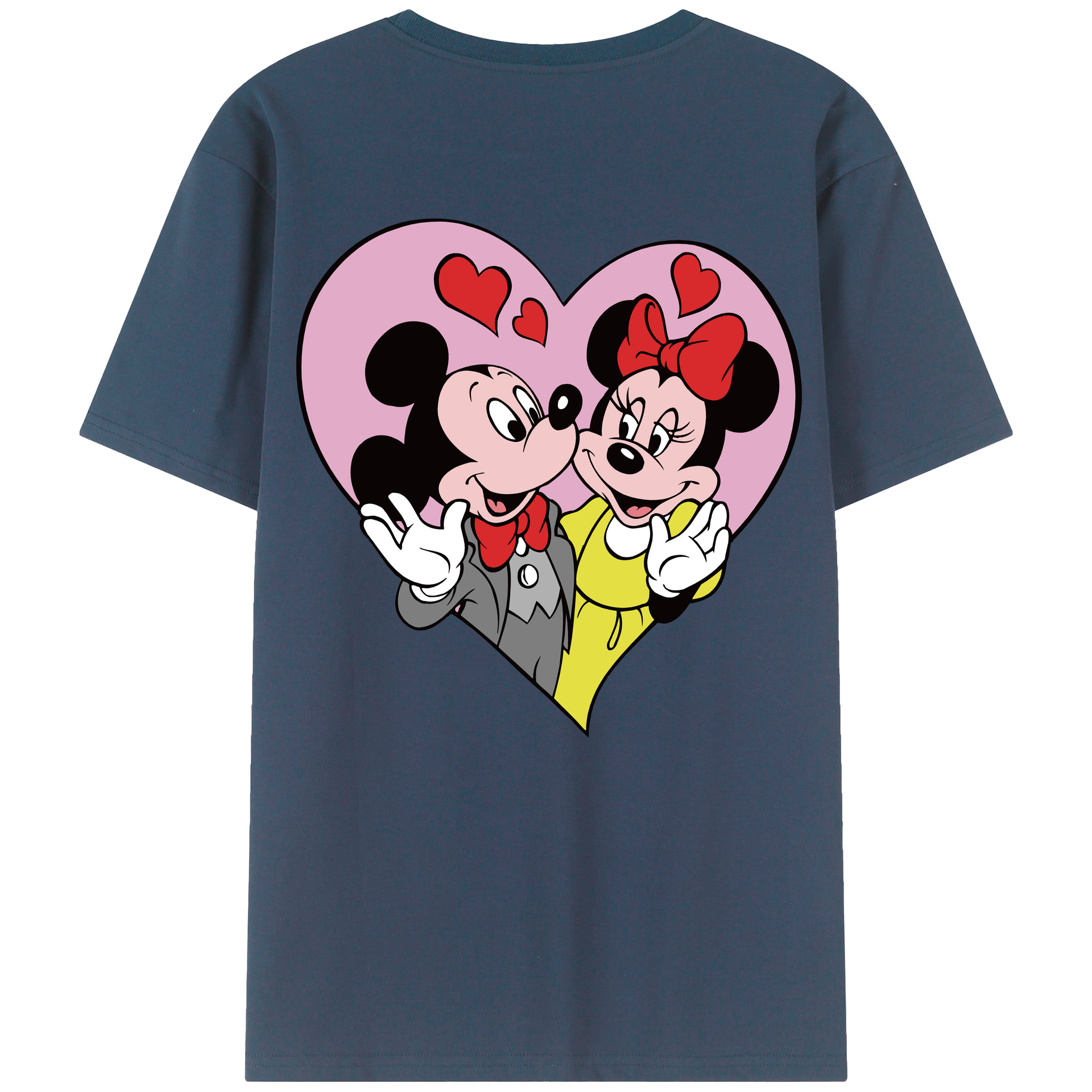 ミッキーマウス Mickey Mouse 綿100％ メンズ半袖Tシャツ（バックプリント） 通気性