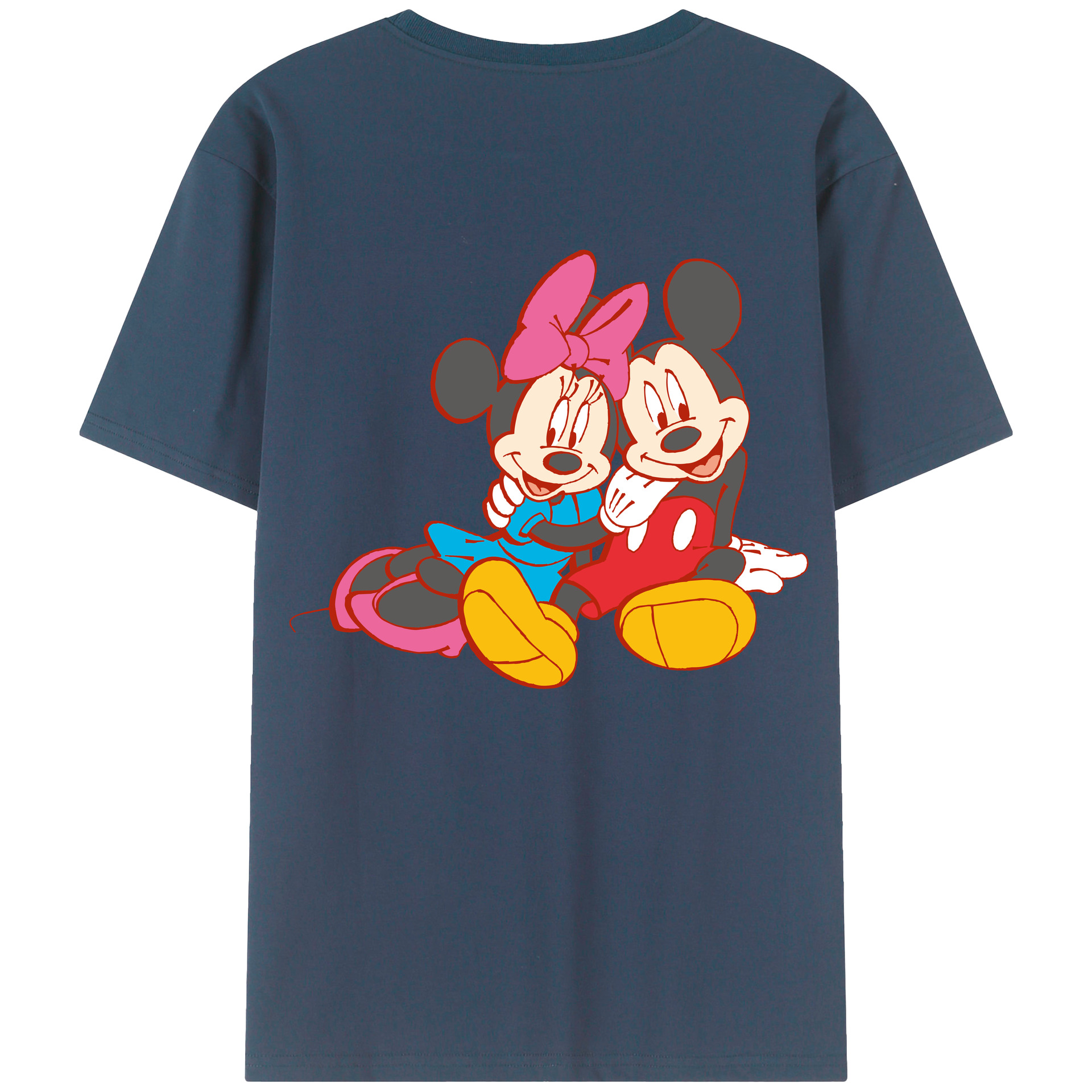 ミッキーマウス Mickey Mouse 綿100％ メンズ半袖Tシャツ（バックプリント） 通気性