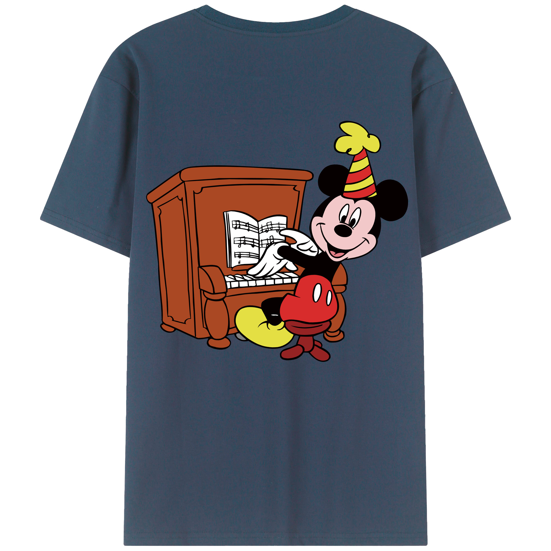 ミッキーマウス Mickey Mouse 綿100％ メンズ半袖Tシャツ（バックプリント） 通気性