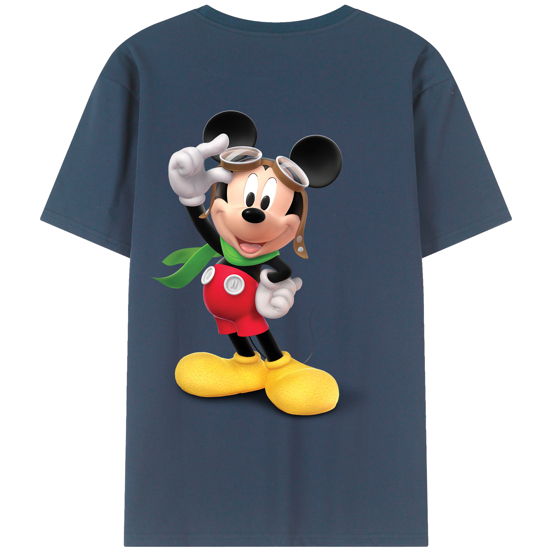 ミッキーマウス Mickey Mouse 綿100％ メンズ半袖Tシャツ（バックプリント） 通気性