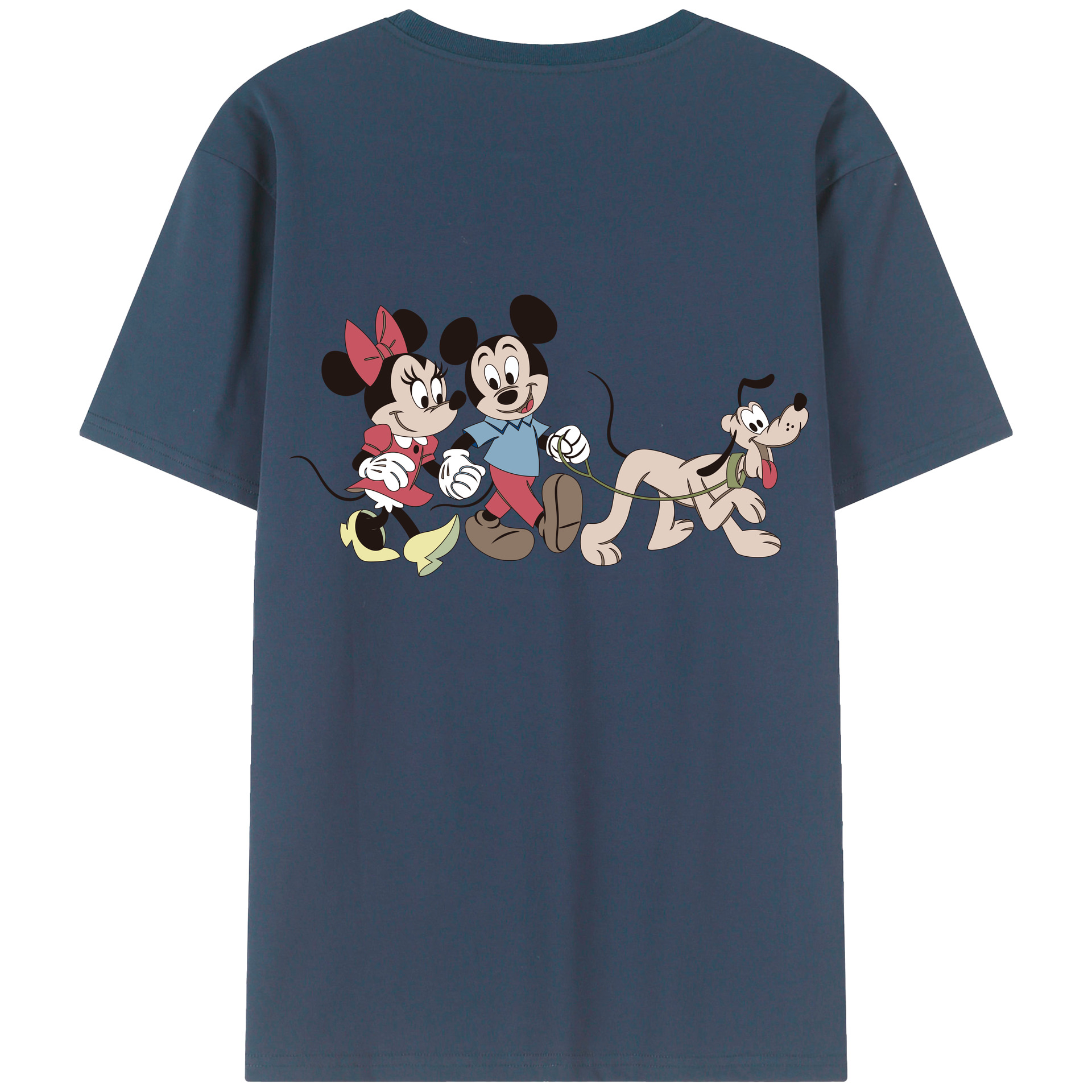 ミッキーマウス Mickey Mouse 綿100％ メンズ半袖Tシャツ（バックプリント） 通気性
