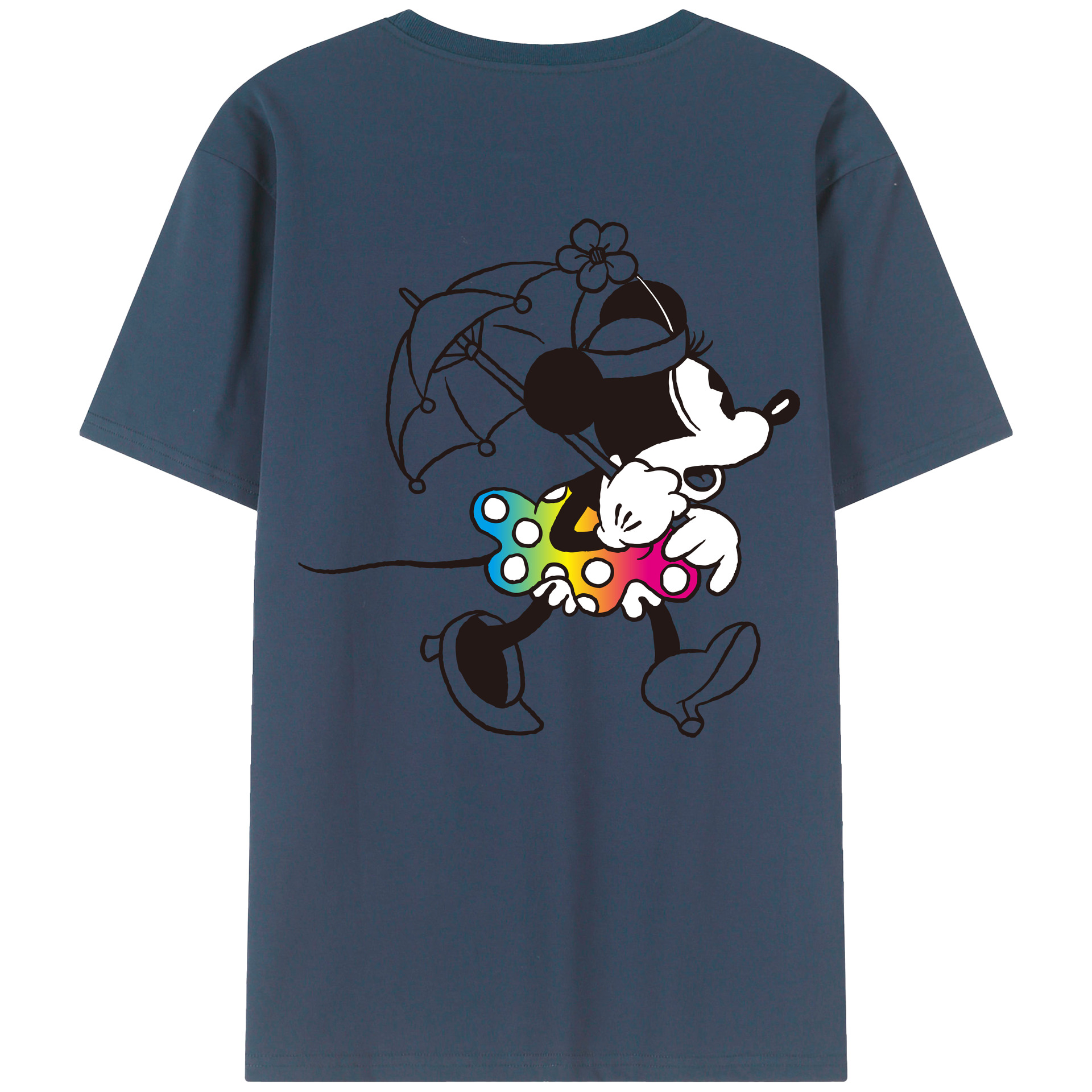 ミッキーマウス Mickey Mouse 綿100％ メンズ半袖Tシャツ（バックプリント） 通気性
