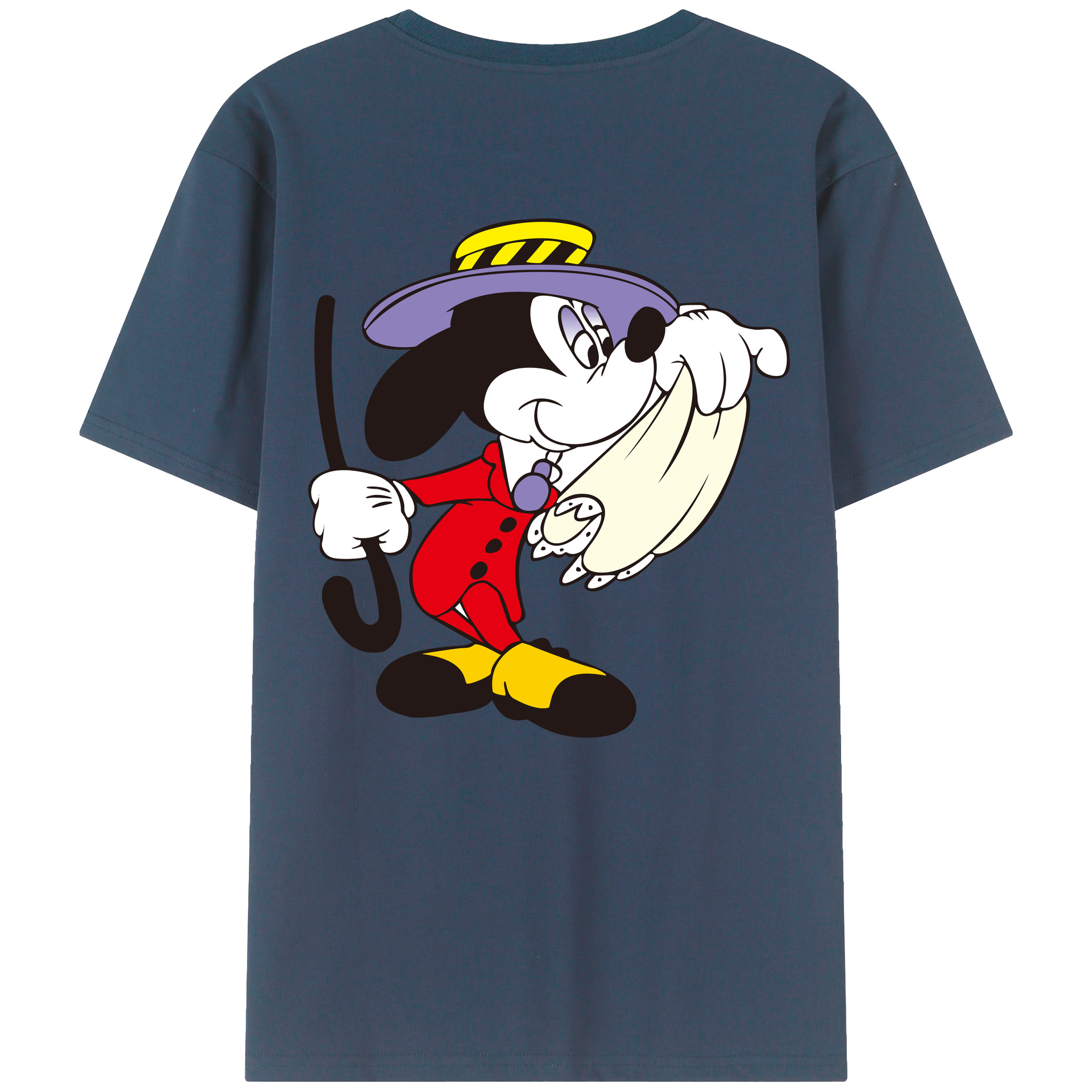 ミッキーマウス Mickey Mouse 綿100％ メンズ半袖Tシャツ（バックプリント） 通気性