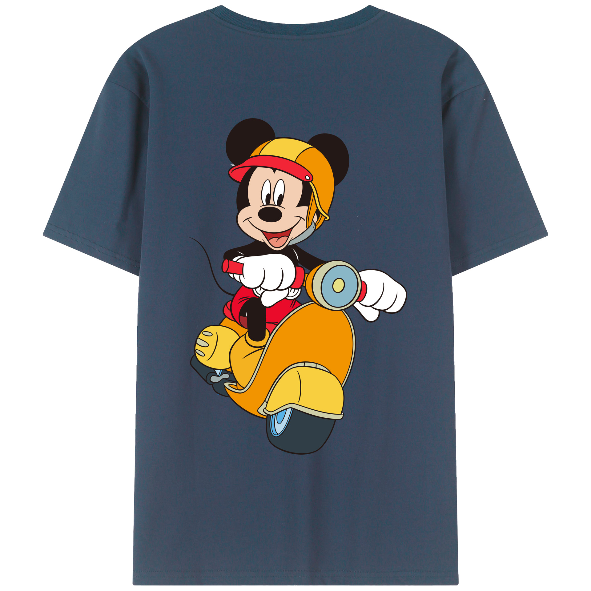 ミッキーマウス Mickey Mouse 綿100％ メンズ半袖Tシャツ（バックプリント） 通気性