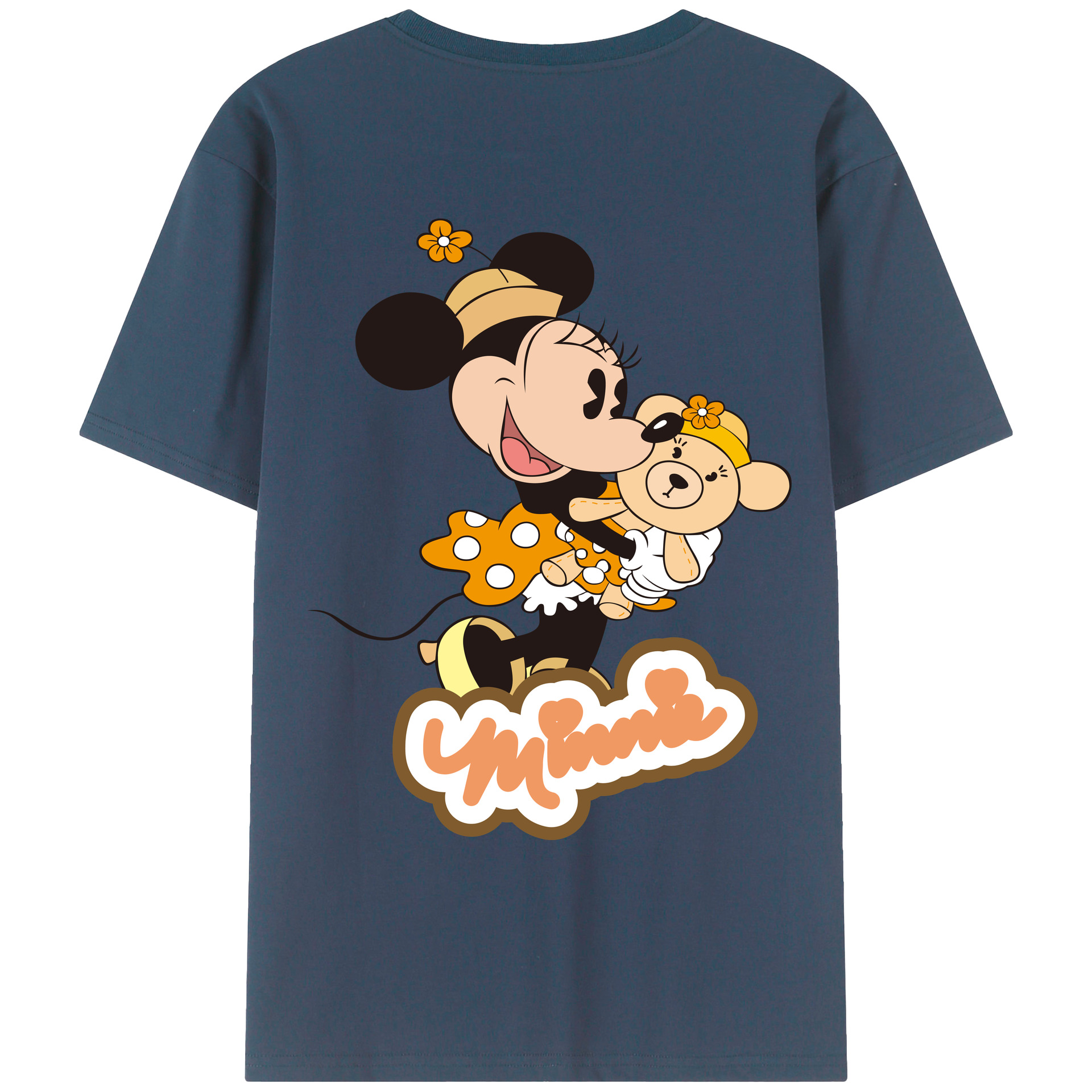 ミッキーマウス Mickey Mouse 綿100％ メンズ半袖Tシャツ（バックプリント） 通気性