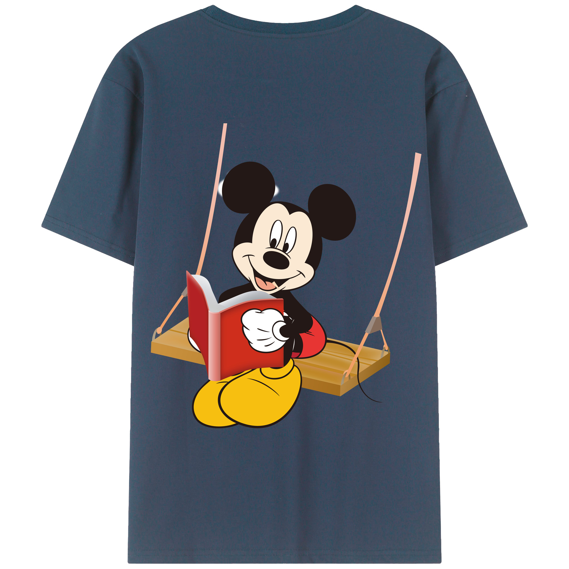 ミッキーマウス Mickey Mouse 綿100％ メンズ半袖Tシャツ（バックプリント） 通気性