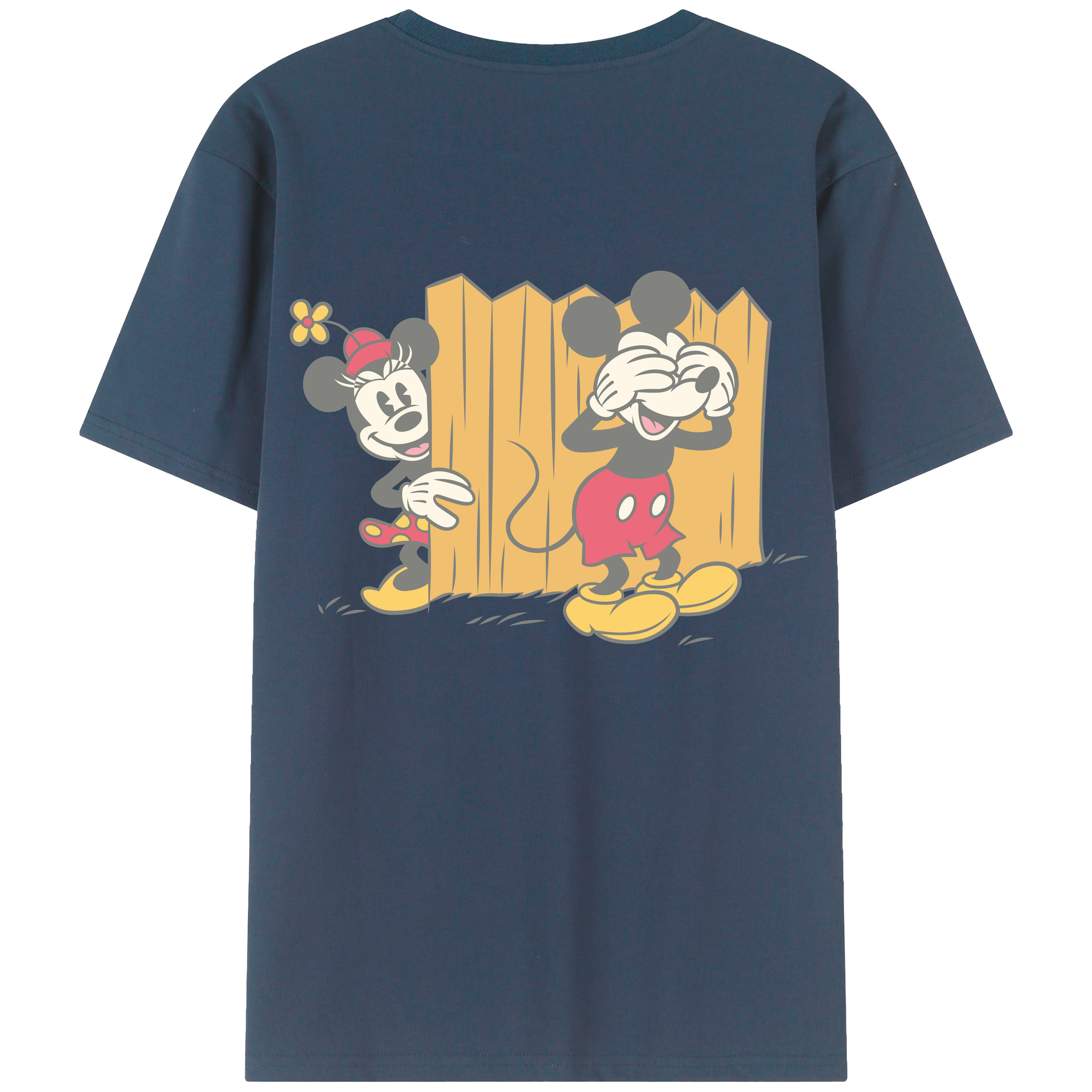 ミッキーマウス Mickey Mouse 綿100％ メンズ半袖Tシャツ（バックプリント） 通気性