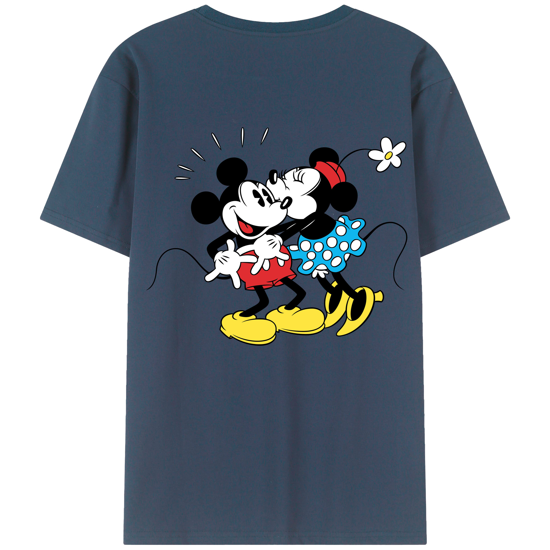 ミッキーマウス Mickey Mouse 綿100％ メンズ半袖Tシャツ（バックプリント） 通気性