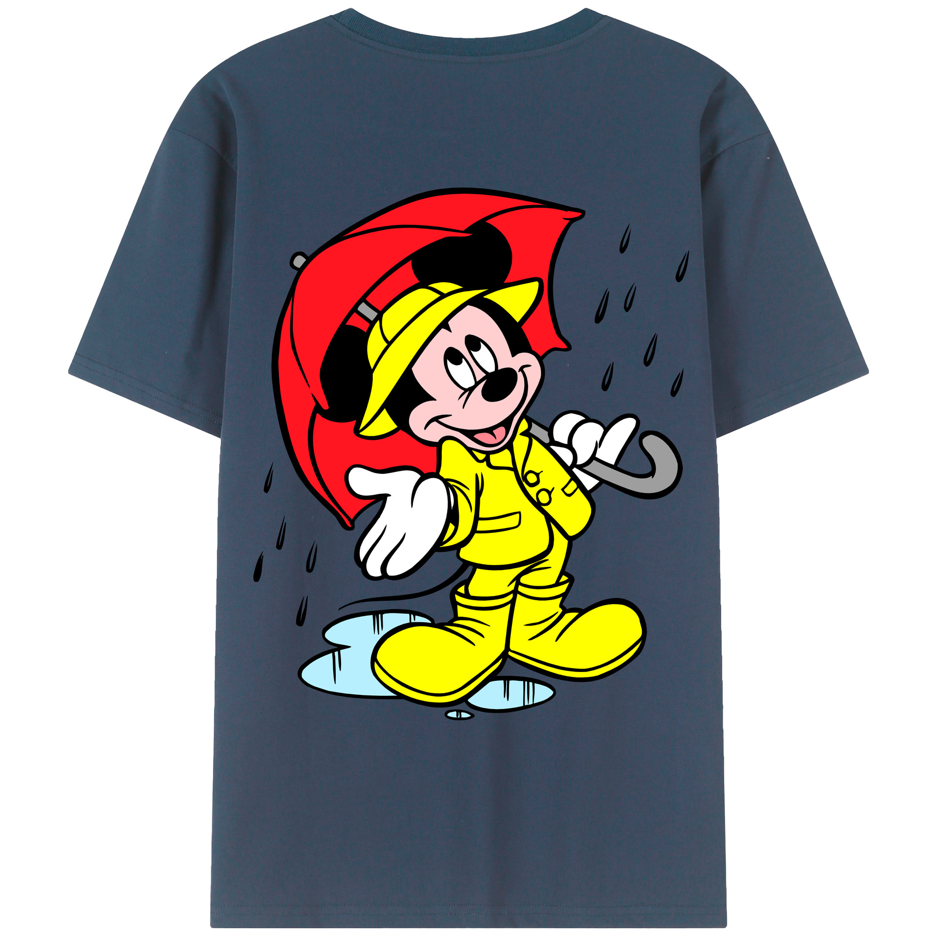 ミッキーマウス Mickey Mouse 綿100％ メンズ半袖Tシャツ（バックプリント） 通気性