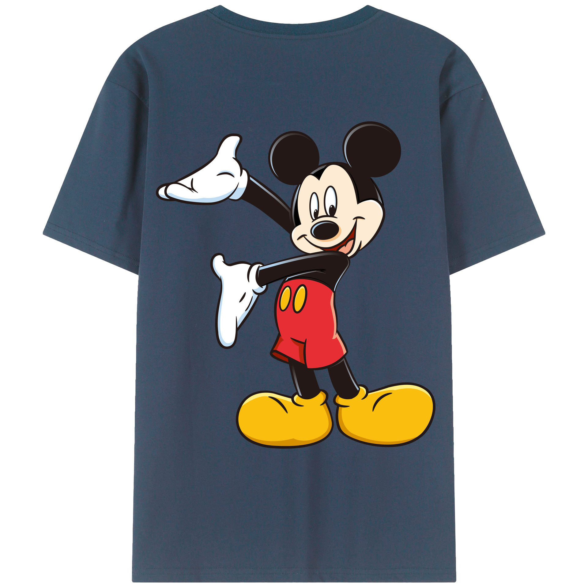 （画像用） ミッキーマウス Mickey Mouse 綿100％ メンズ半袖Tシャツ（バックプリント） 通気性