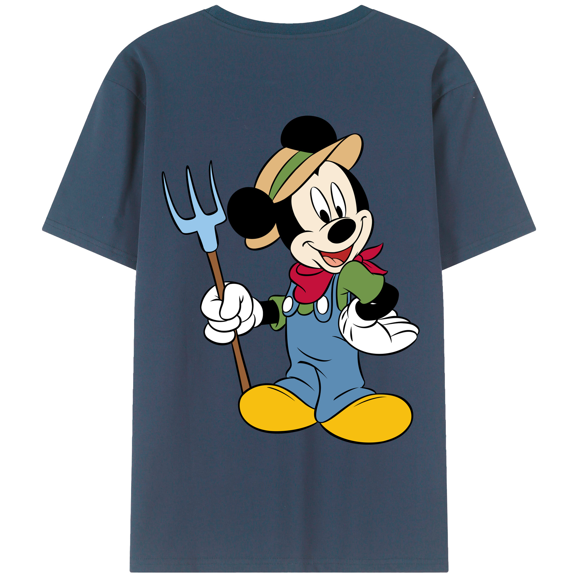 ミッキーマウス Mickey Mouse 綿100％ メンズ半袖Tシャツ（バックプリント） 通気性