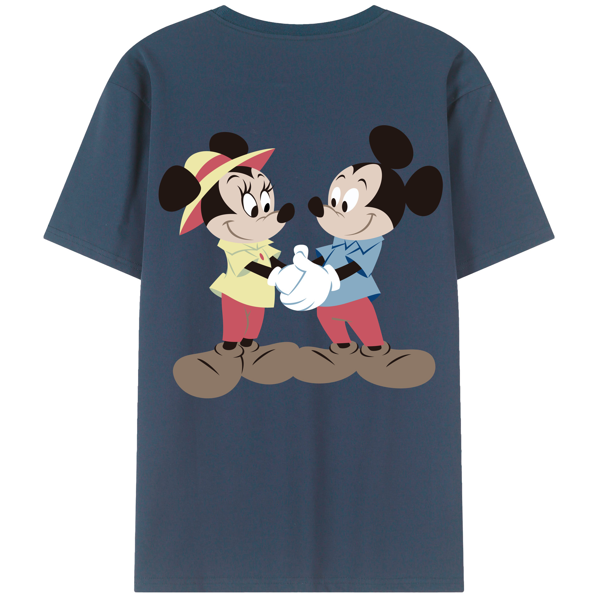 （画像用） ミッキーマウス Mickey Mouse 綿100％ メンズ半袖Tシャツ（バックプリント） 通気性