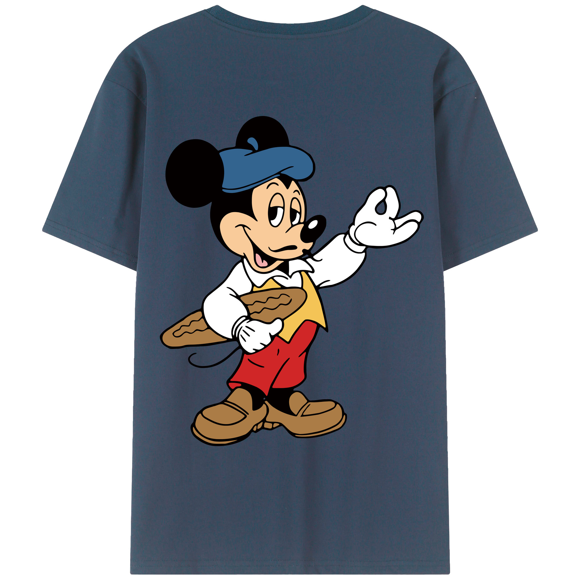ミッキーマウス Mickey Mouse 綿100％ メンズ半袖Tシャツ（バックプリント） 通気性