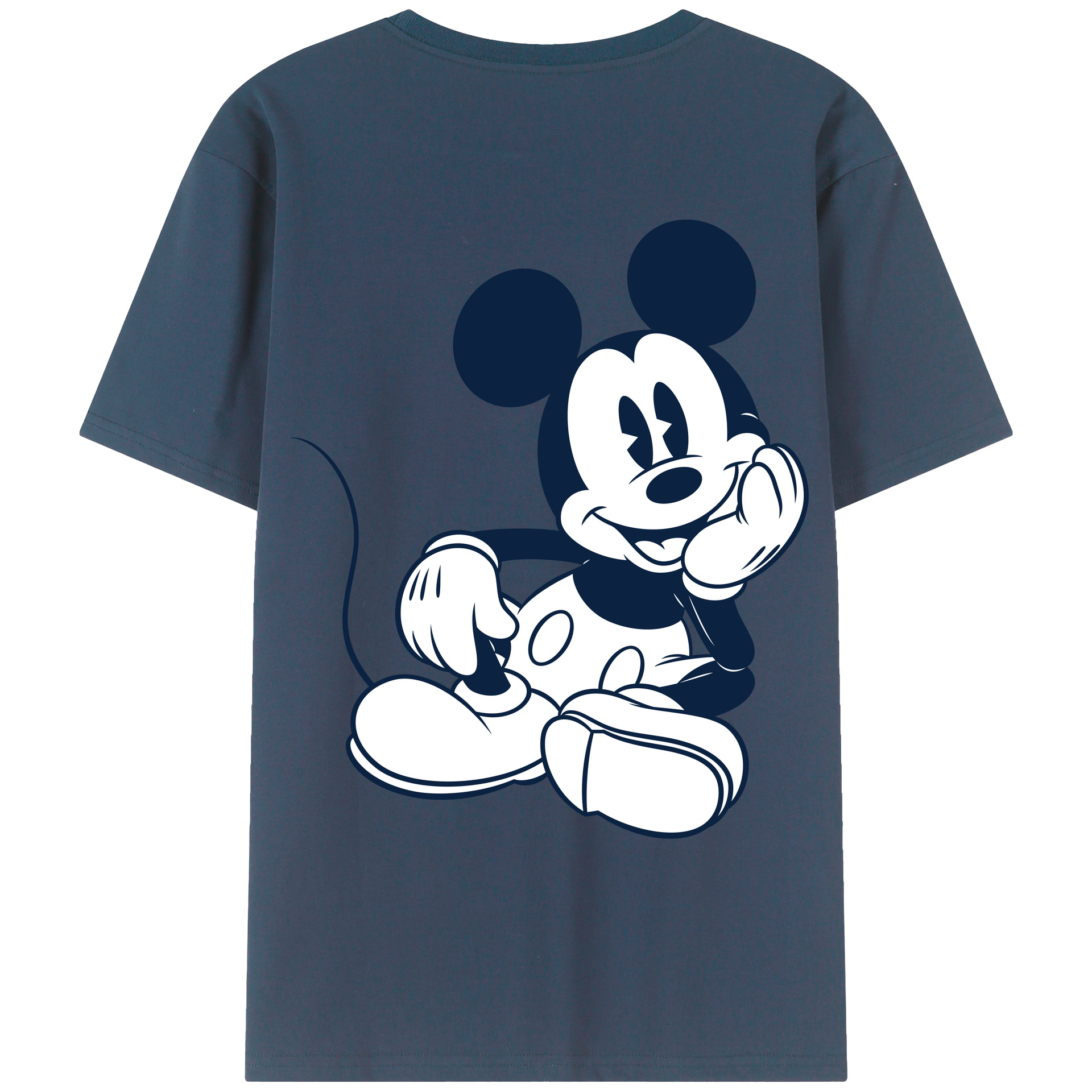 ミッキーマウス Mickey Mouse 綿100％ メンズ半袖Tシャツ（バックプリント） 通気性
