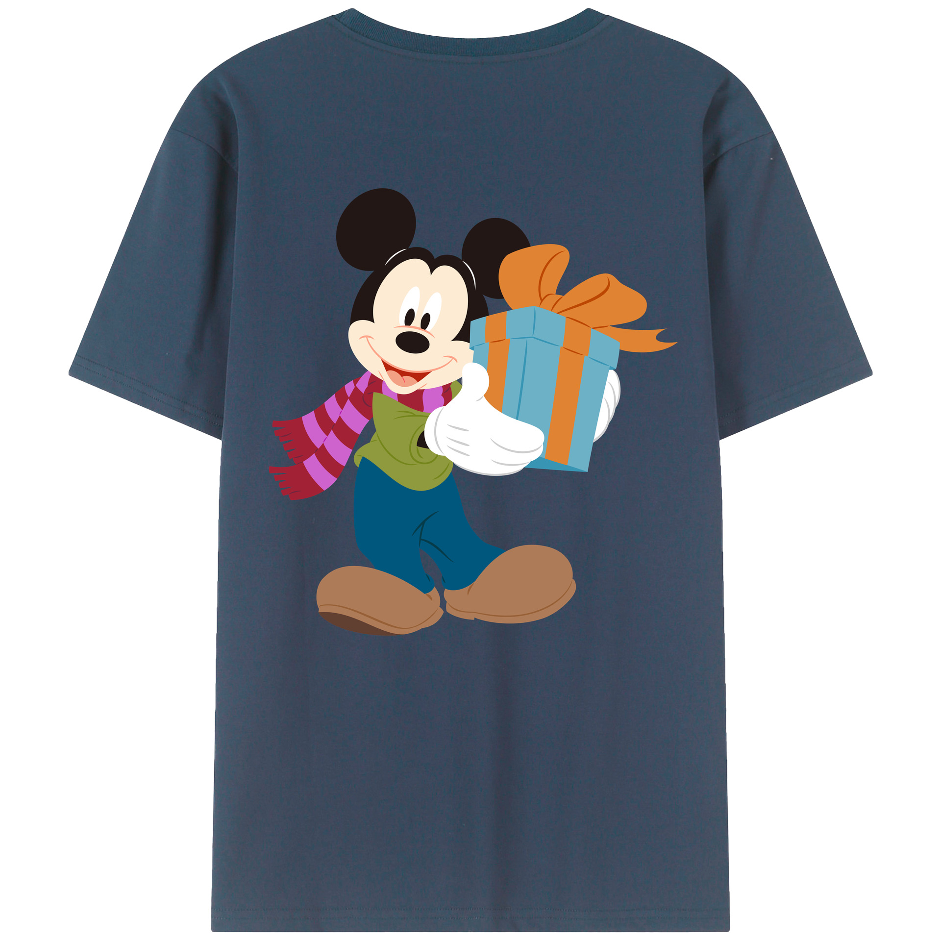 ミッキーマウス Mickey Mouse 綿100％ メンズ半袖Tシャツ（バックプリント） 通気性