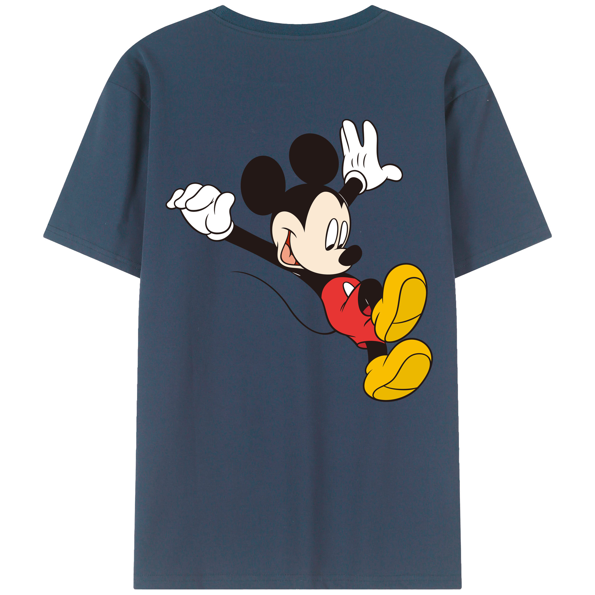 ミッキーマウス Mickey Mouse 綿100％ メンズ半袖Tシャツ（バックプリント） 通気性