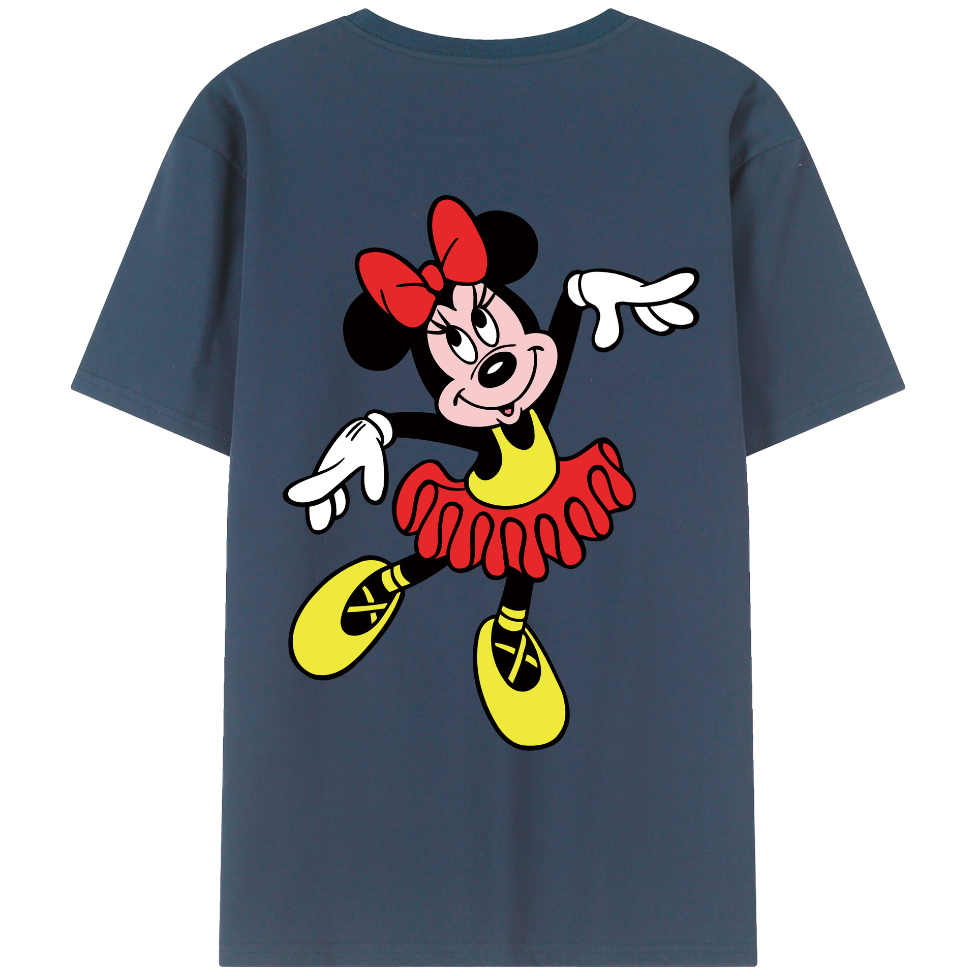 ミッキーマウス Mickey Mouse 綿100％ メンズ半袖Tシャツ（バックプリント） 通気性