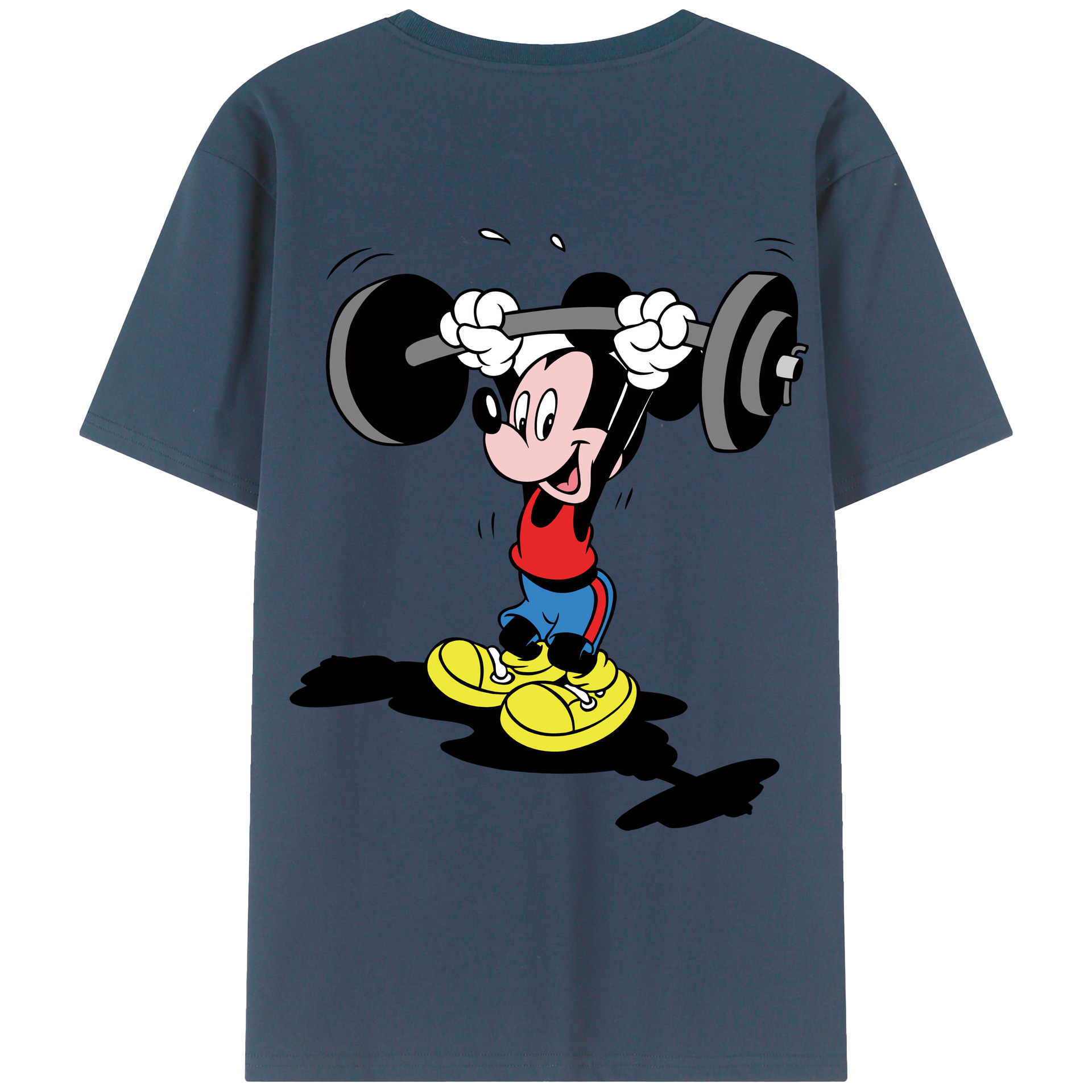 ミッキーマウス Mickey Mouse 綿100％ メンズ半袖Tシャツ（バックプリント） 通気性
