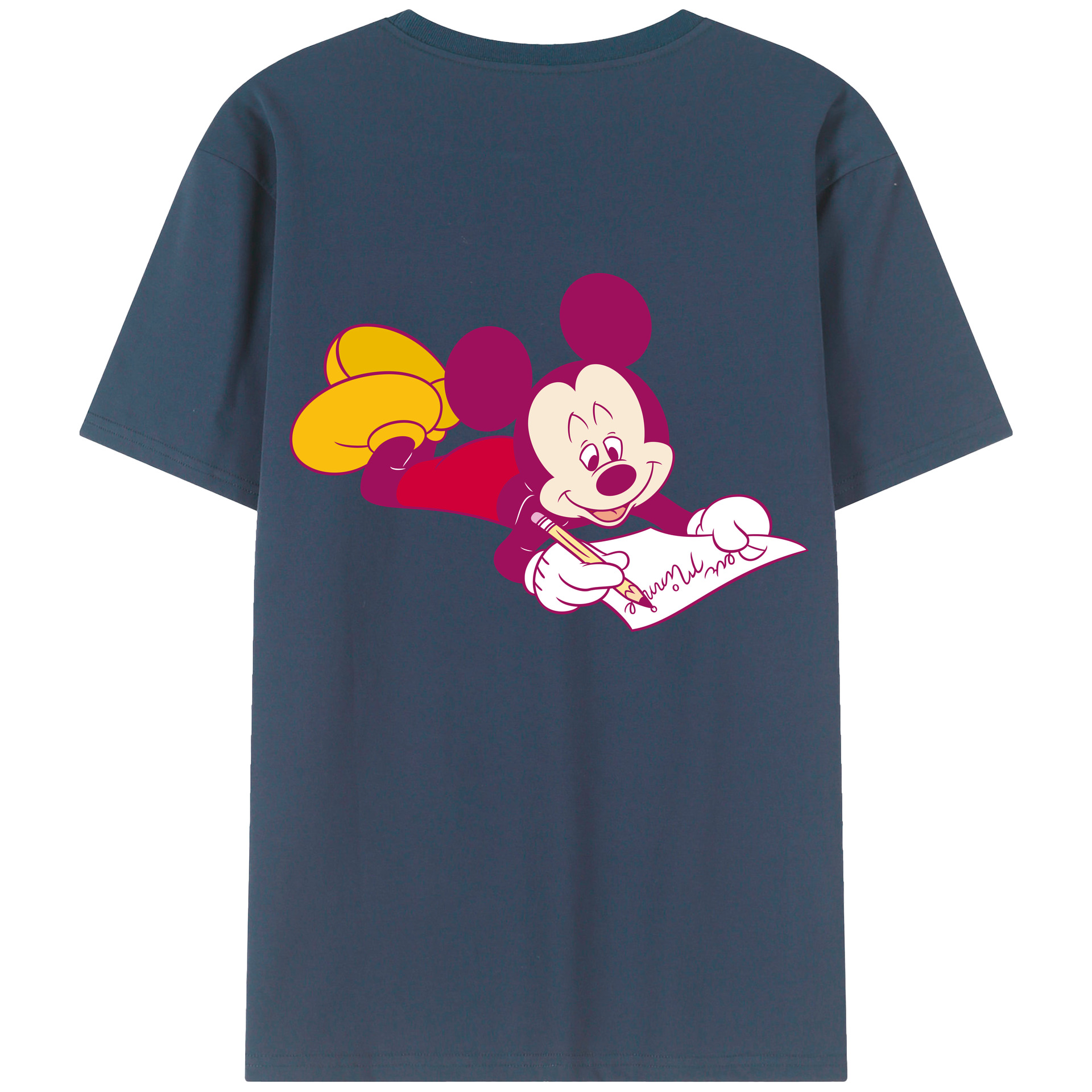 ミッキーマウス Mickey Mouse 綿100％ メンズ半袖Tシャツ（バックプリント） 通気性