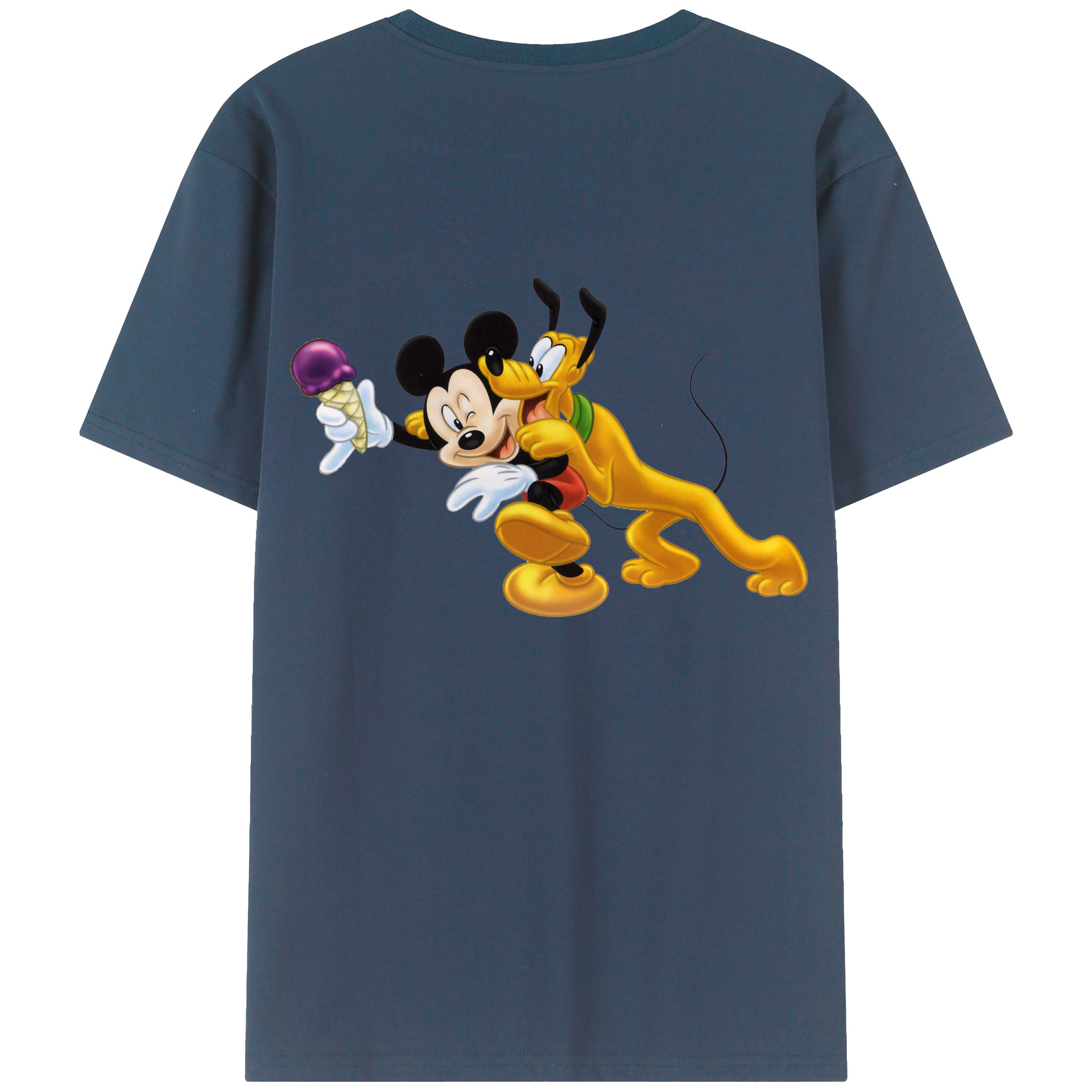 ミッキーマウス Mickey Mouse 綿100％ メンズ半袖Tシャツ（バックプリント） 通気性