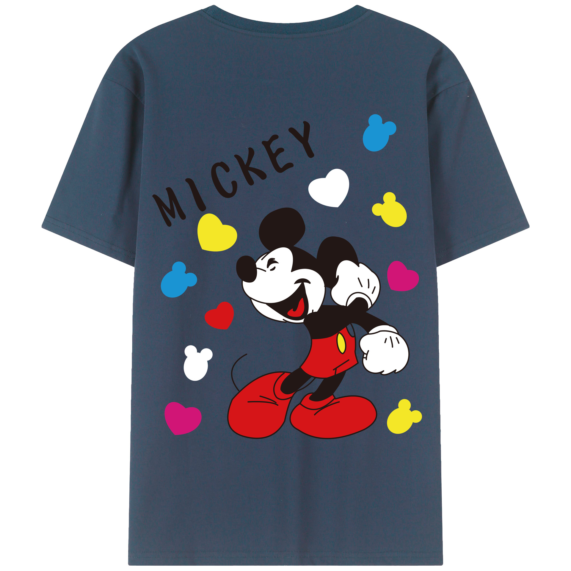 ミッキーマウス Mickey Mouse 綿100％ メンズ半袖Tシャツ（バックプリント） 通気性