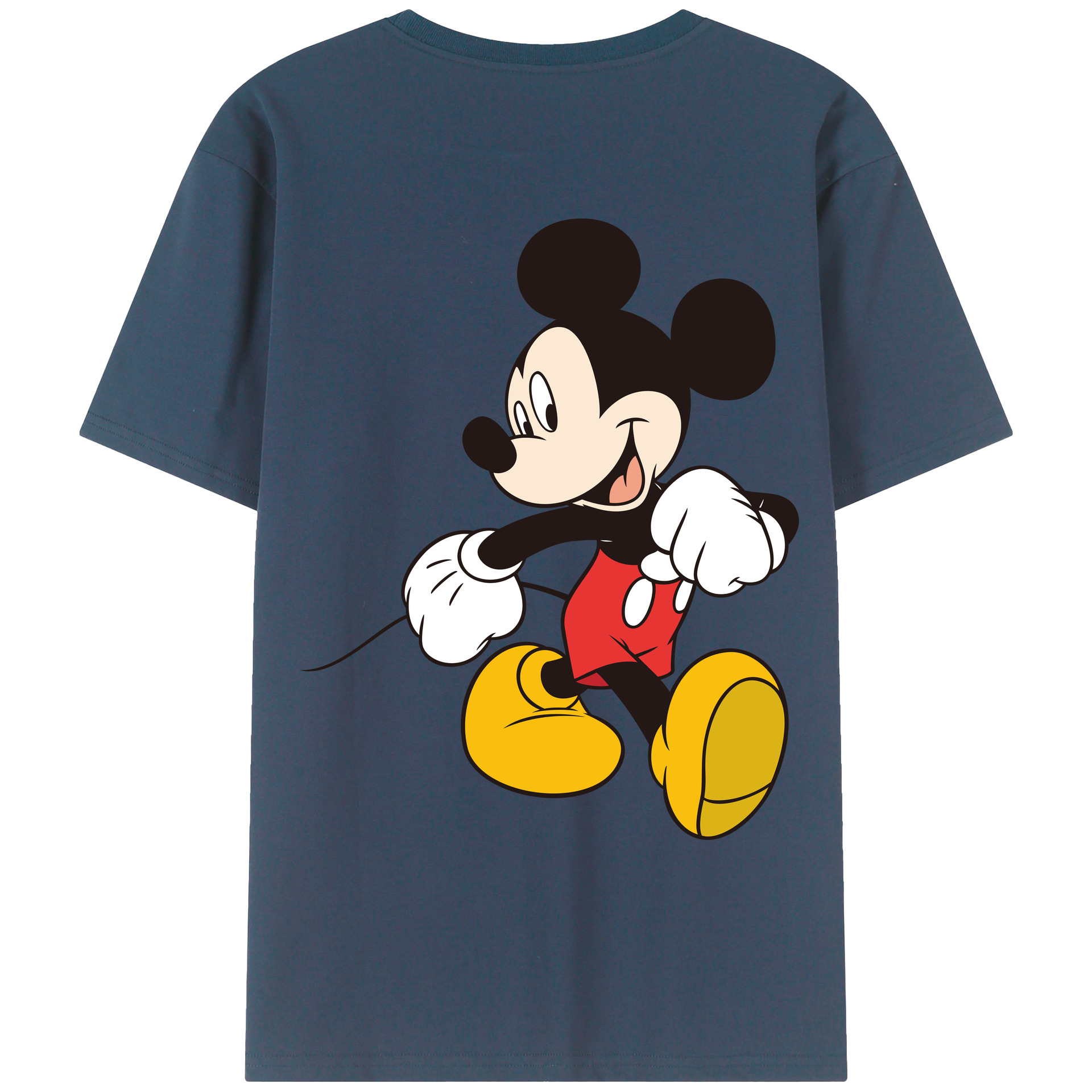 ミッキーマウス Mickey Mouse 綿100％ メンズ半袖Tシャツ（バックプリント） 通気性