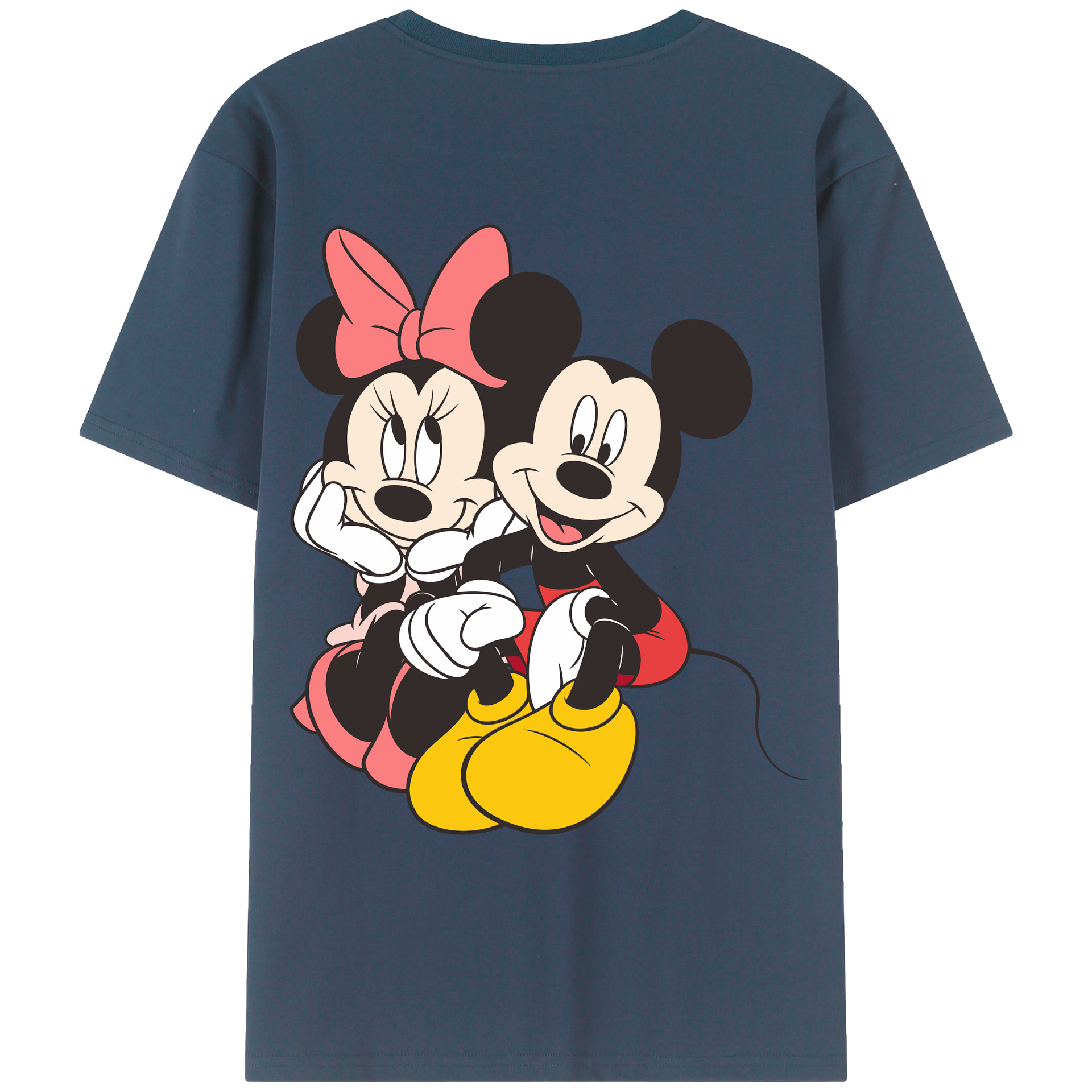 ミッキーマウス Mickey Mouse 綿100％ メンズ半袖Tシャツ（バックプリント） 通気性